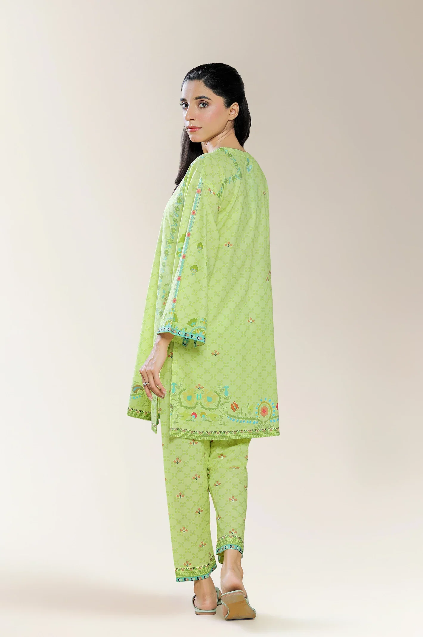 Printed Cotton Lime 2PC - Image 4
