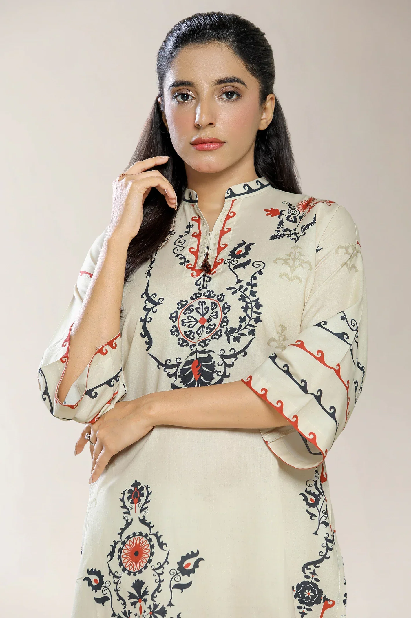 Printed Cotton Beige 2PC - Image 2