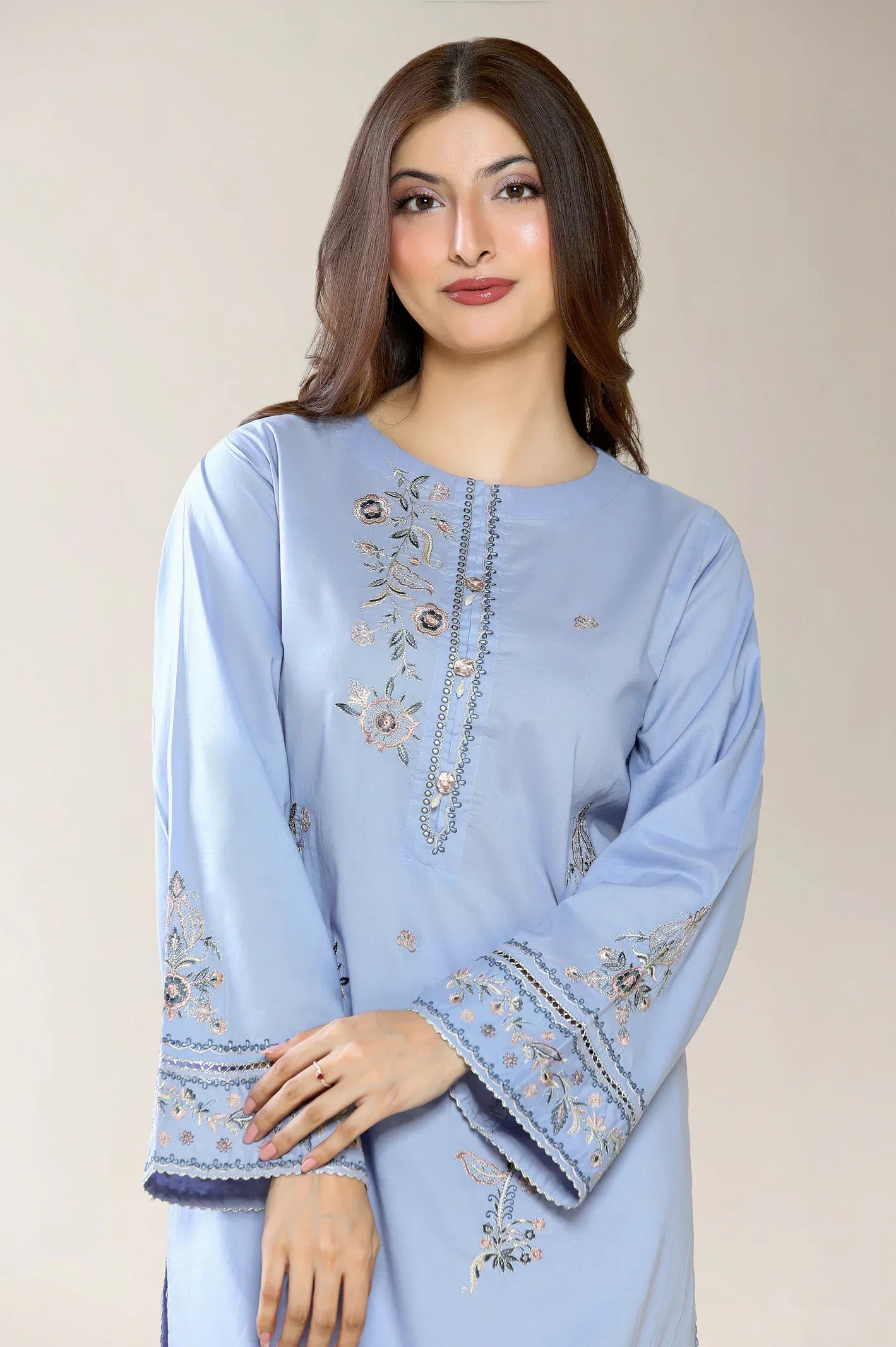 Embroidered Cambric-Lilac 2PC - Image 2