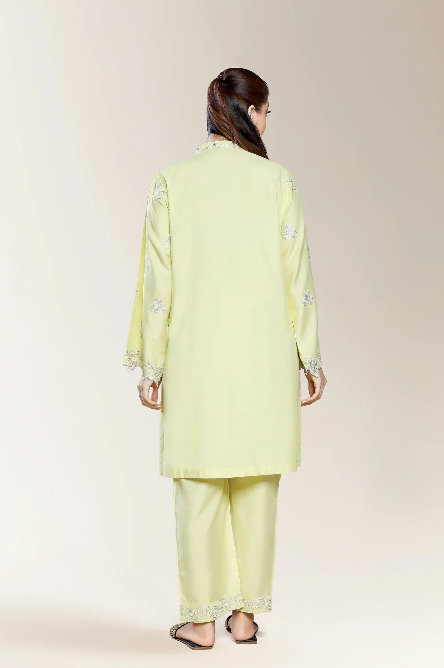 Embroidered Staple Cotton-Yellow 2PC - Image 3