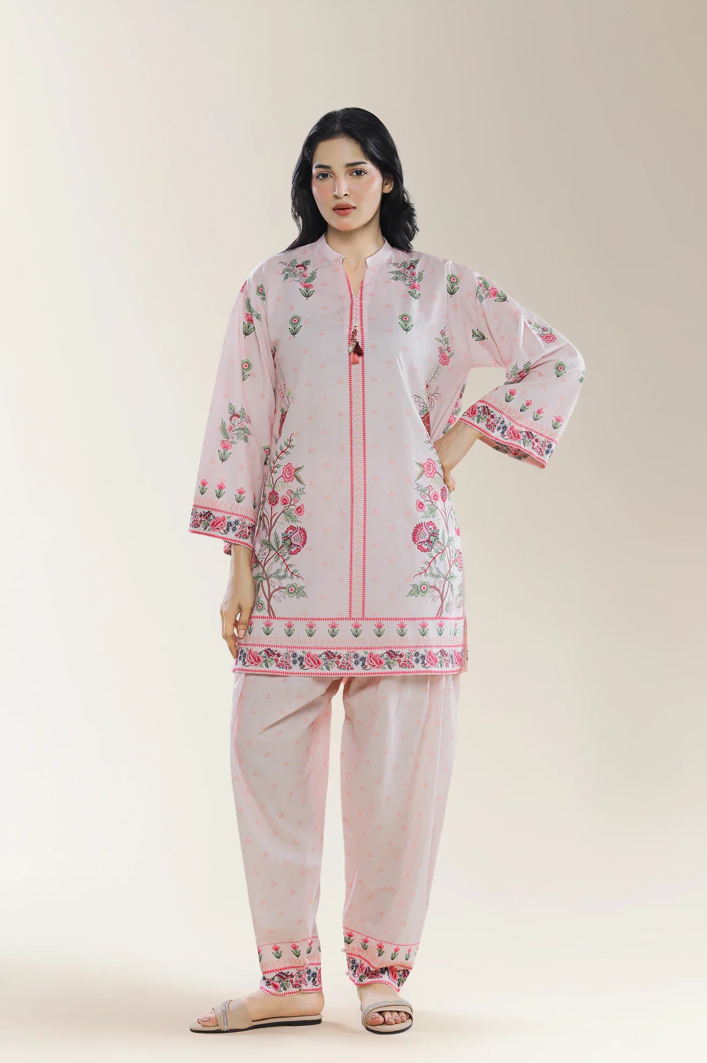 Embroidered Pink 2PC