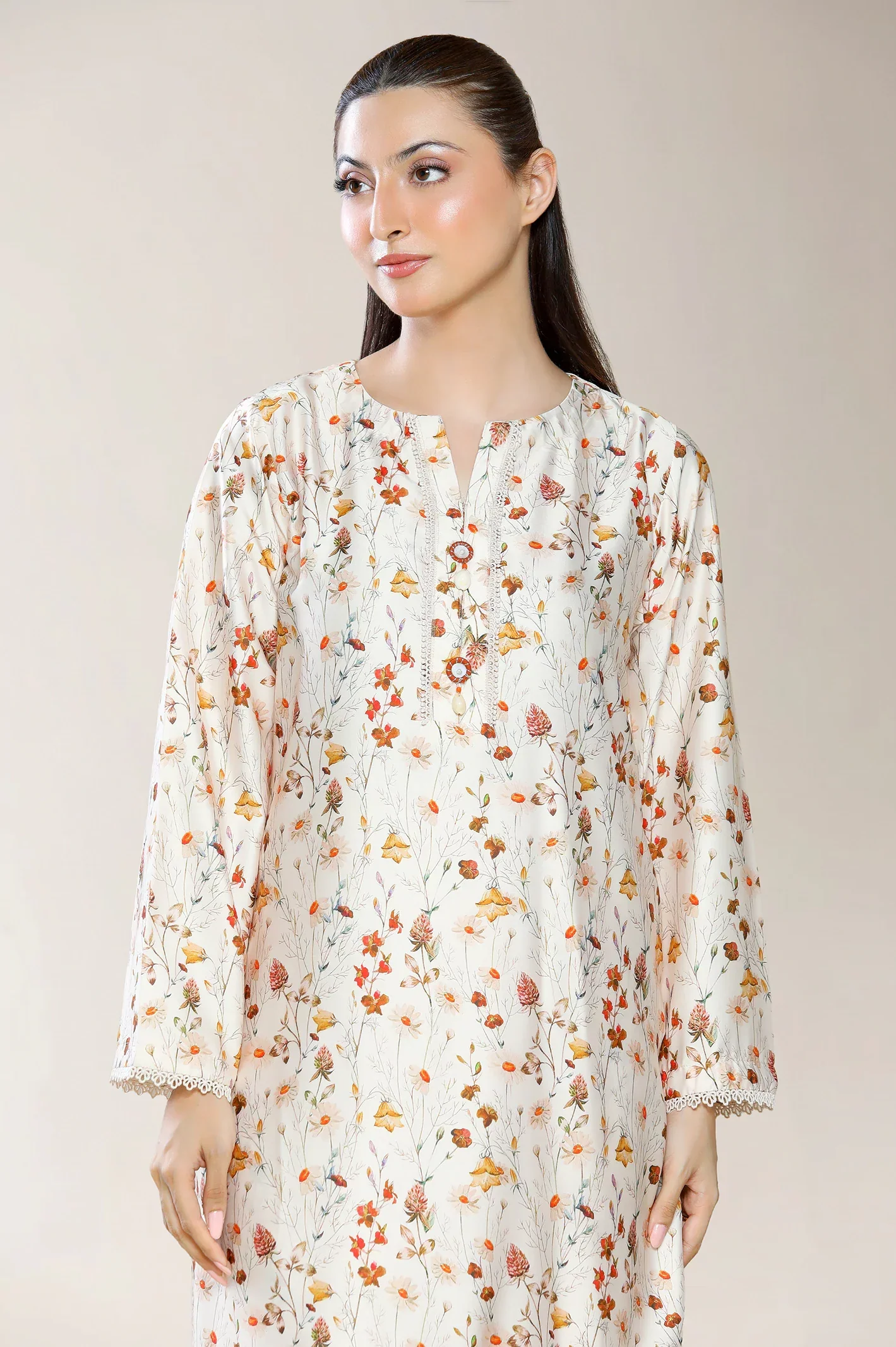 Printed Cream 2PC - Image 2