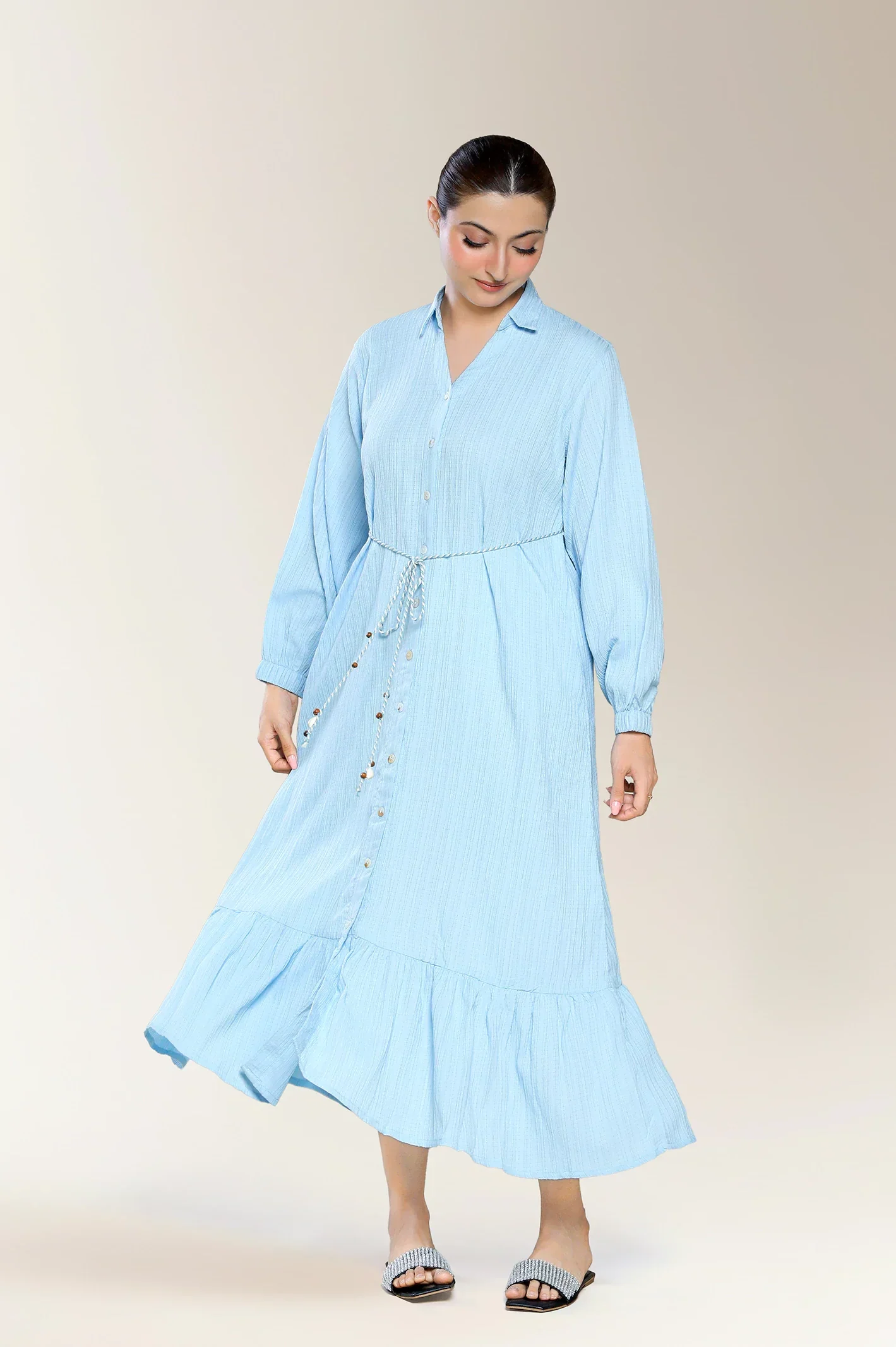 Embroidered Jacquard-Blue Shirt