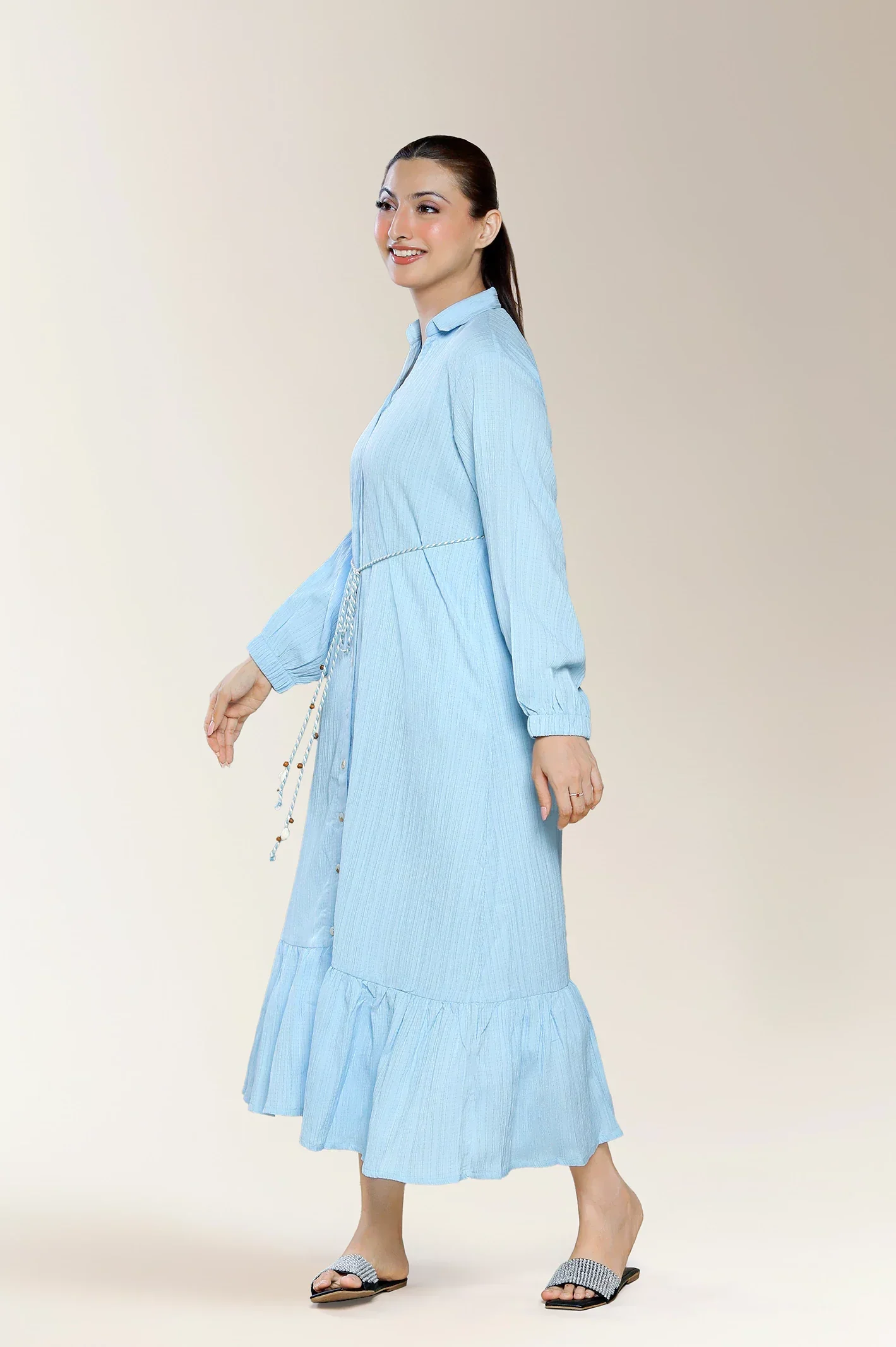 Embroidered Jacquard-Blue Shirt - Image 2