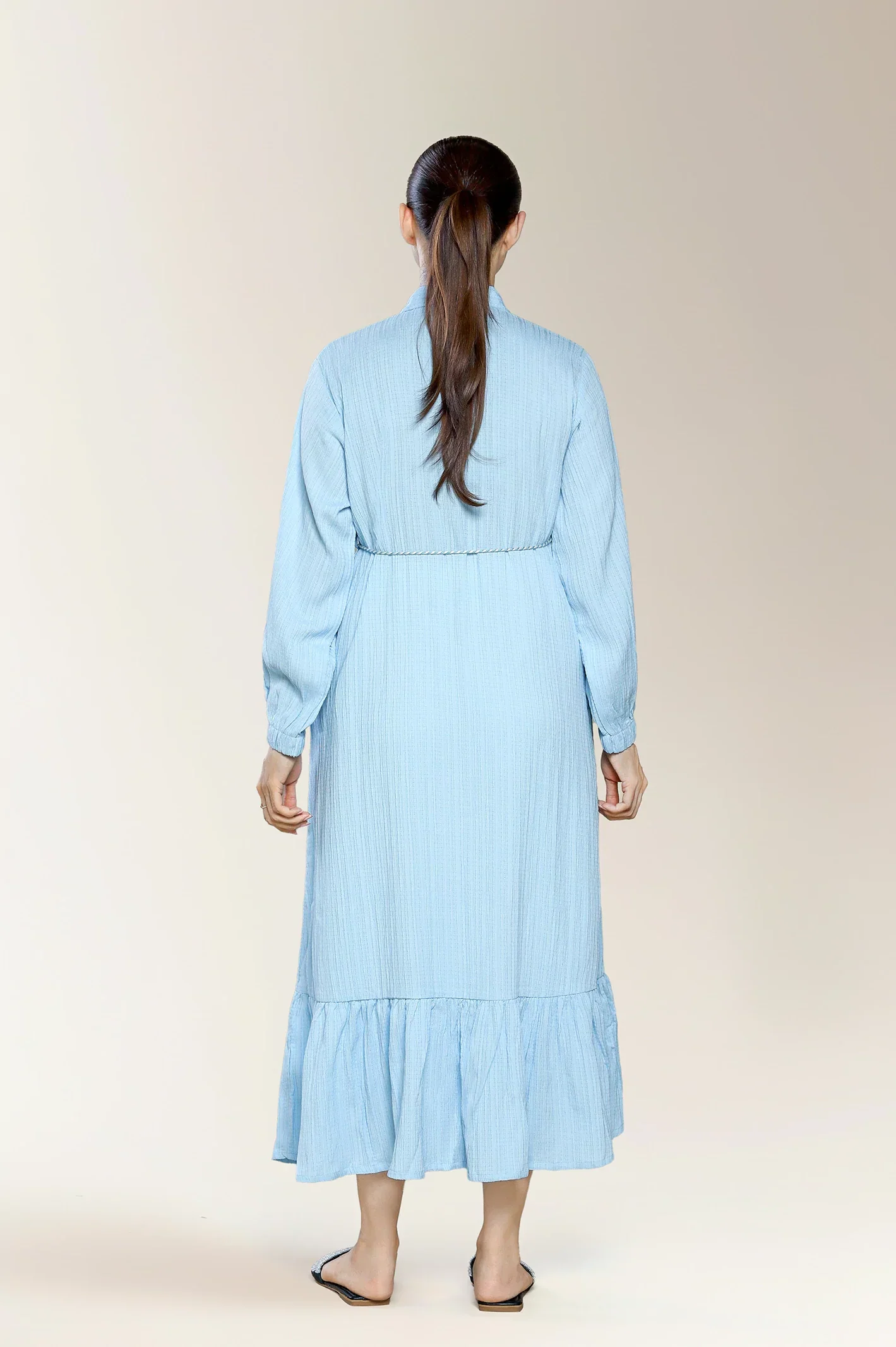 Embroidered Jacquard-Blue Shirt - Image 3