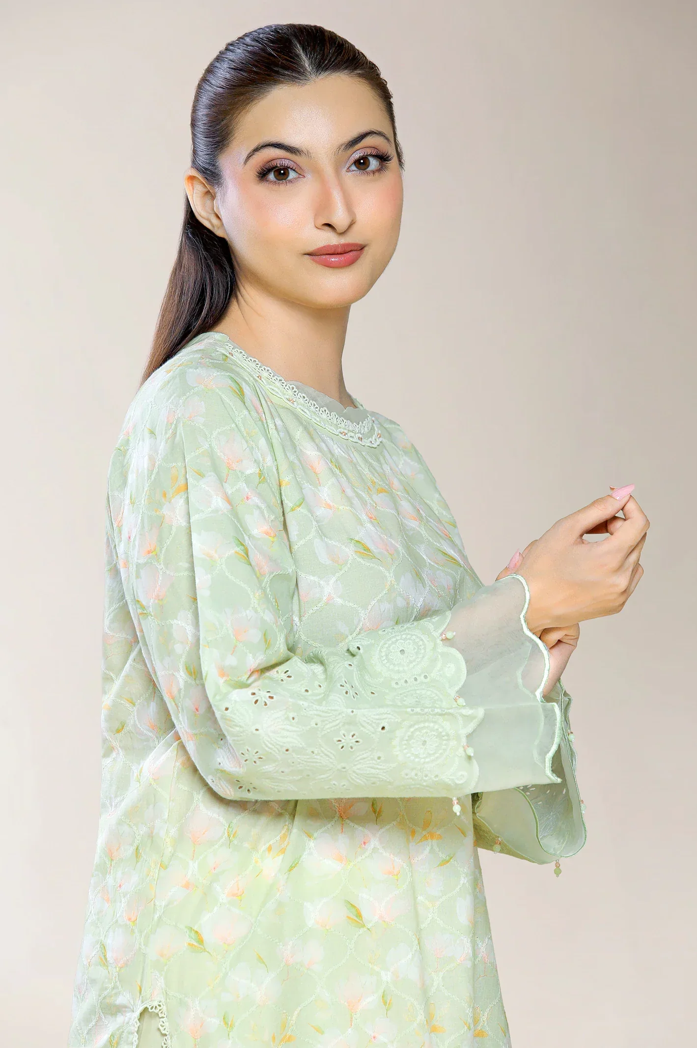 Embroidered Shiffli-Green 2PC - Image 2