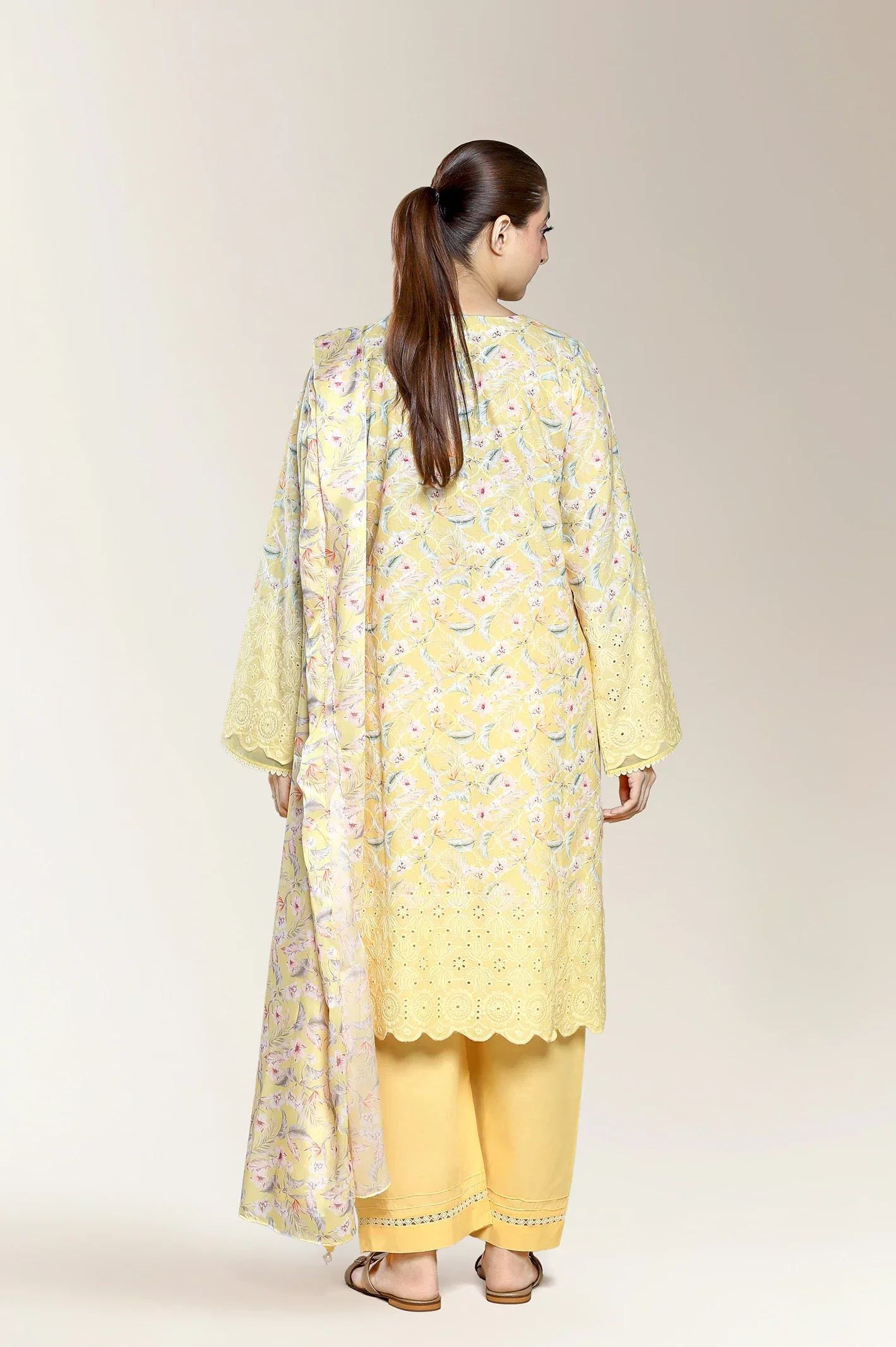 Embroidered Schiffli-Yellow 3PC - Image 3