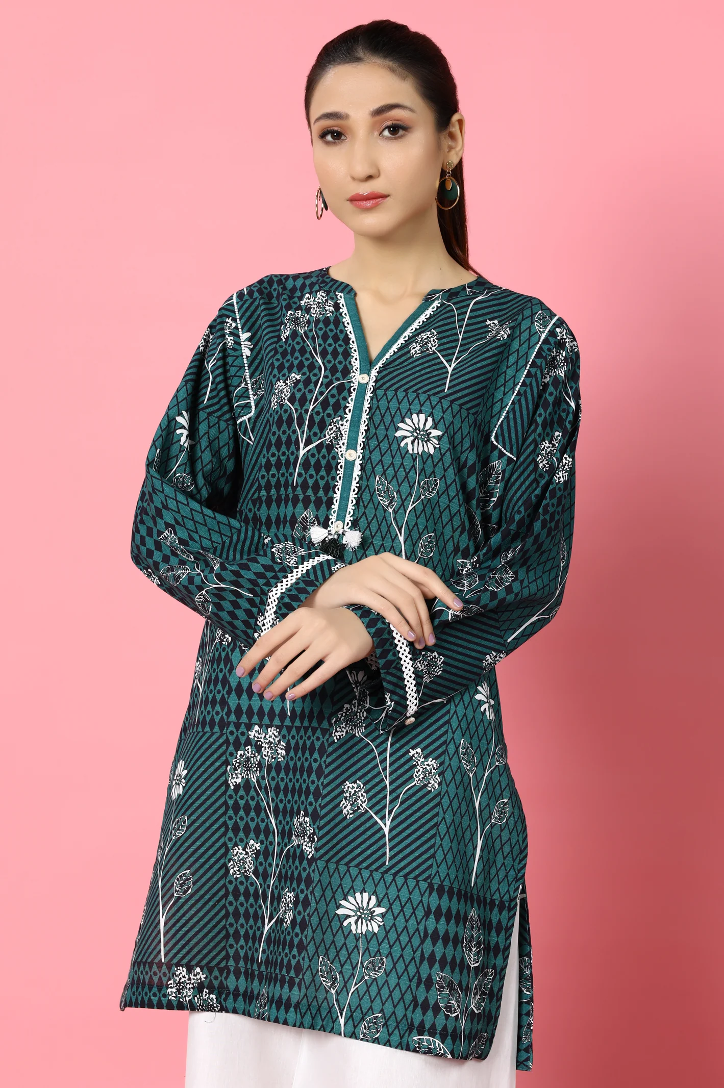Khaddar Green Kurti - Image 2
