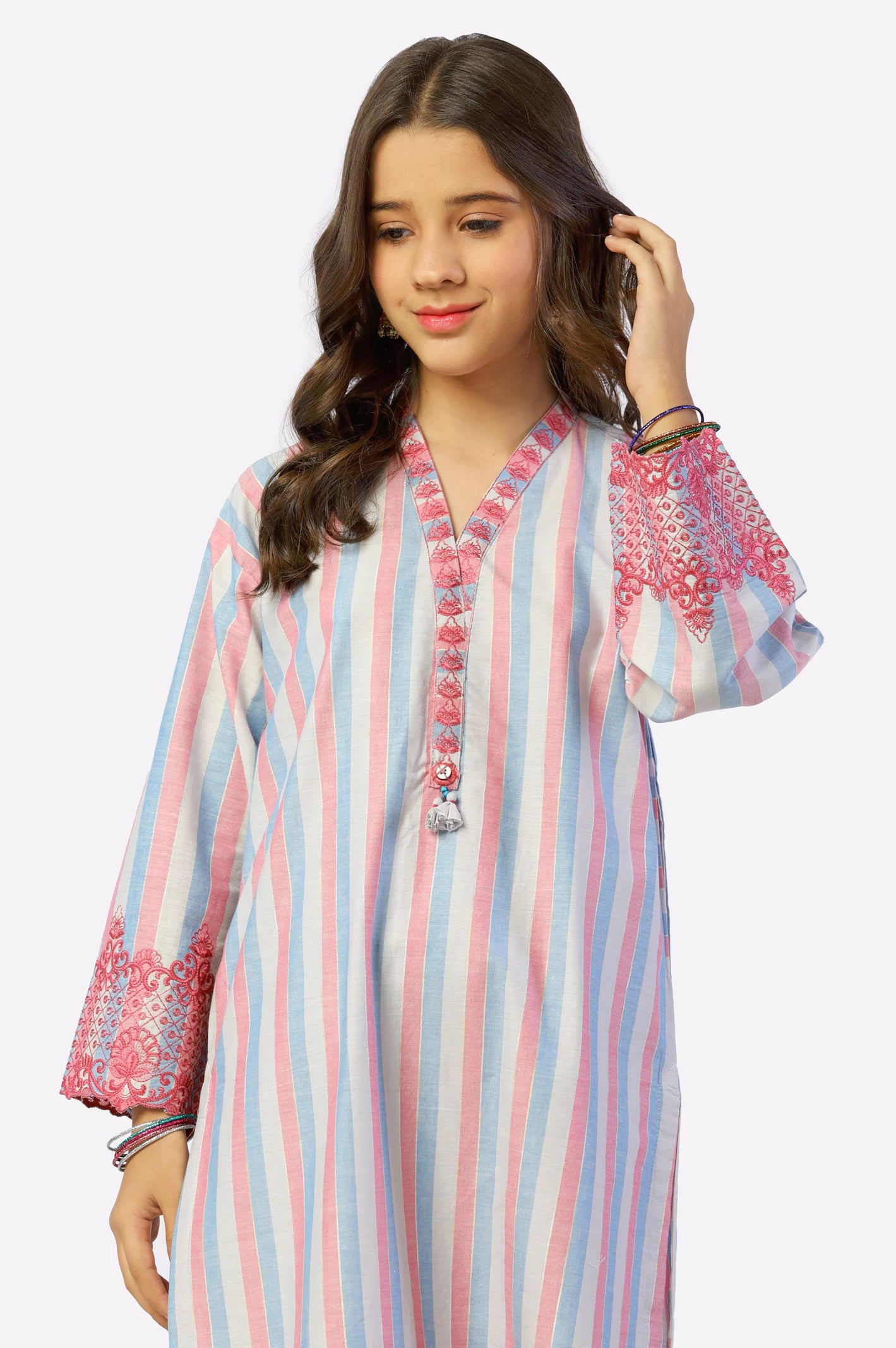 Light Grey Embroidered Teens 2PC - Image 2