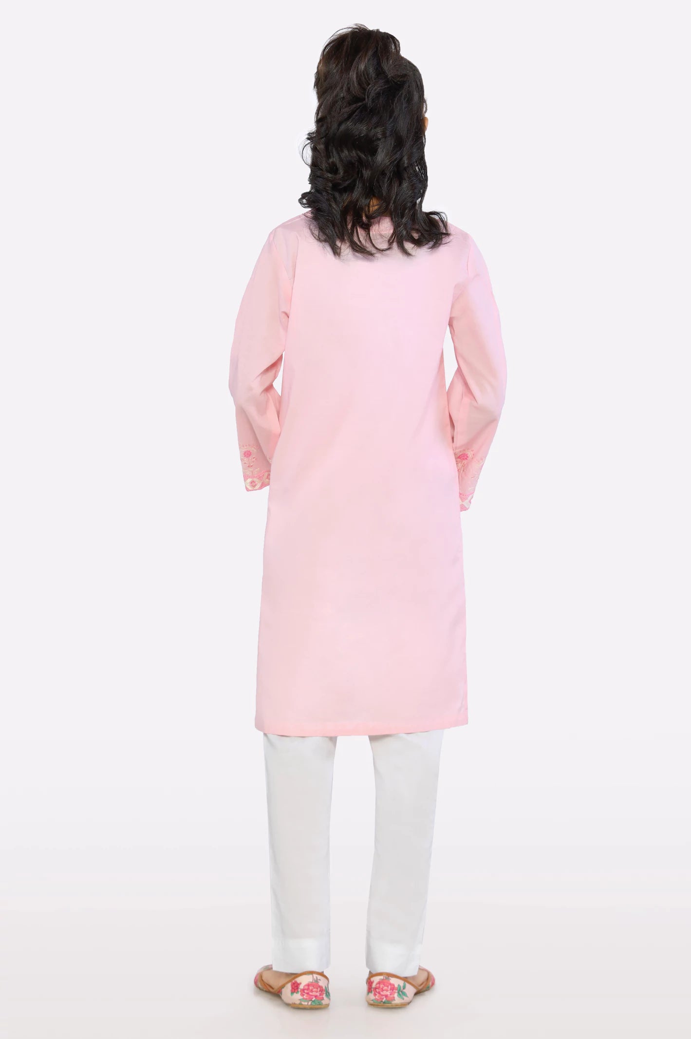 Pink Embroidered Teens Kurti - Image 3