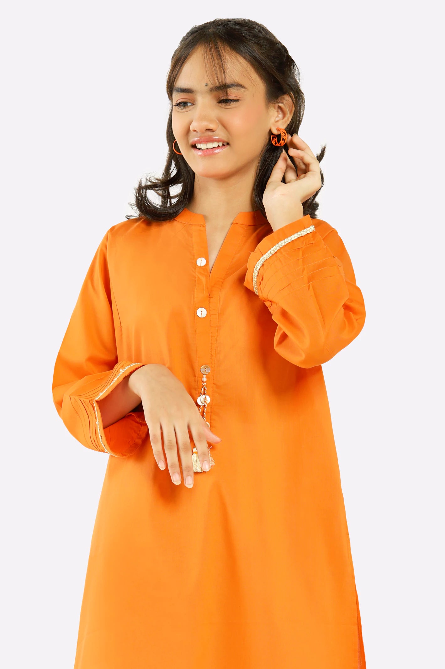 Orange Stylised Teens Kurti - Image 2
