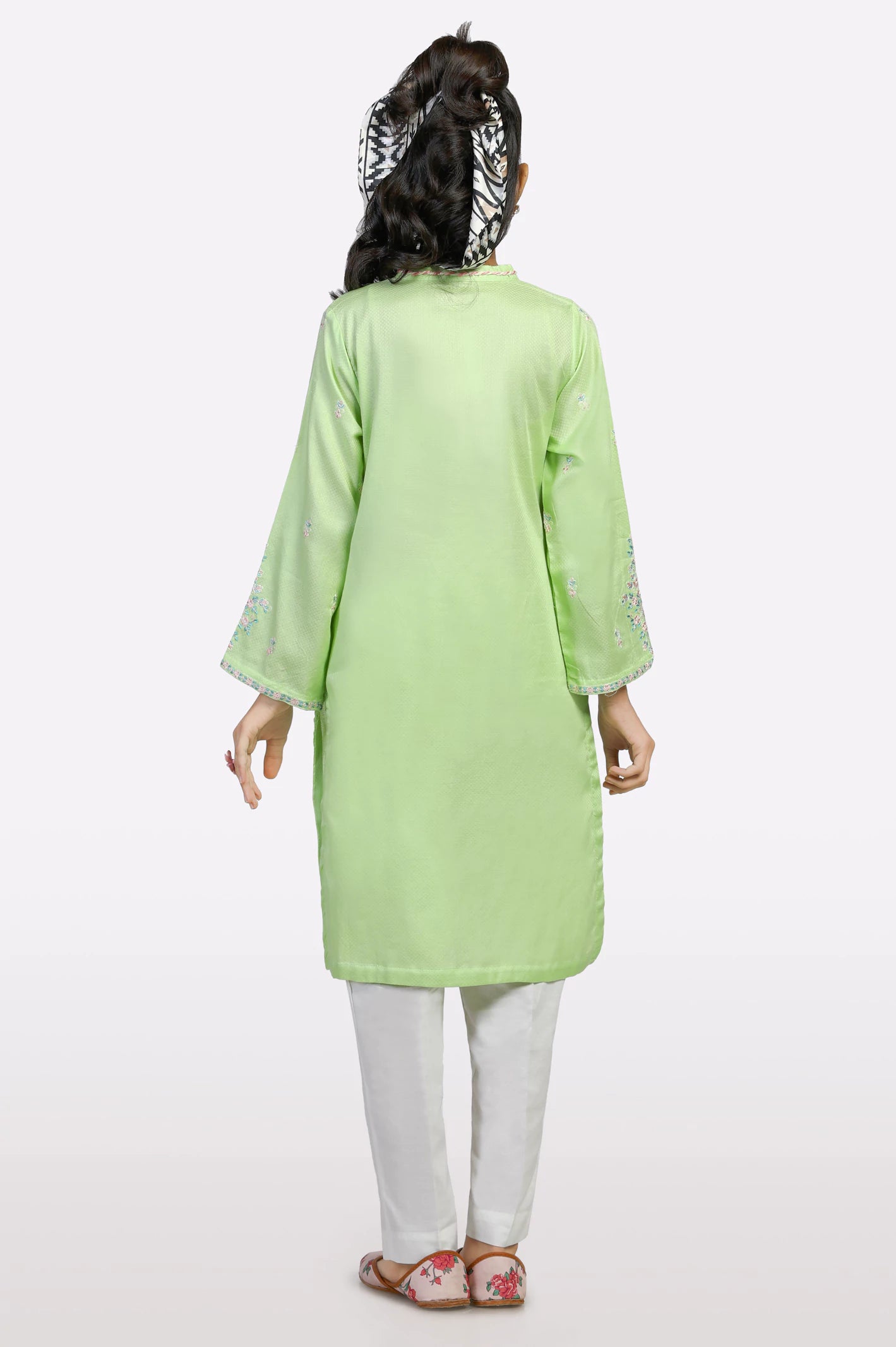 Green Embroidered Teens Kurti - Image 3