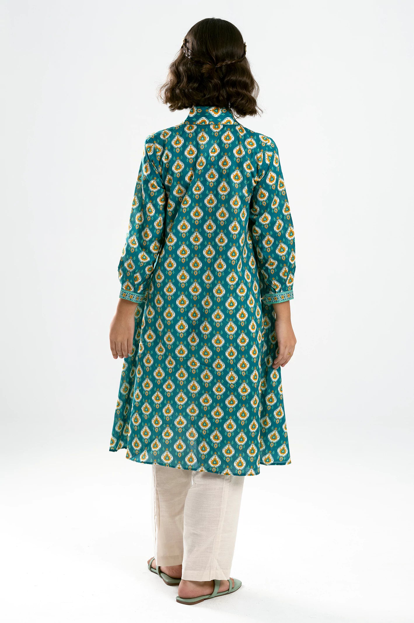 Sea Green Printed Teens Kurti - Image 4