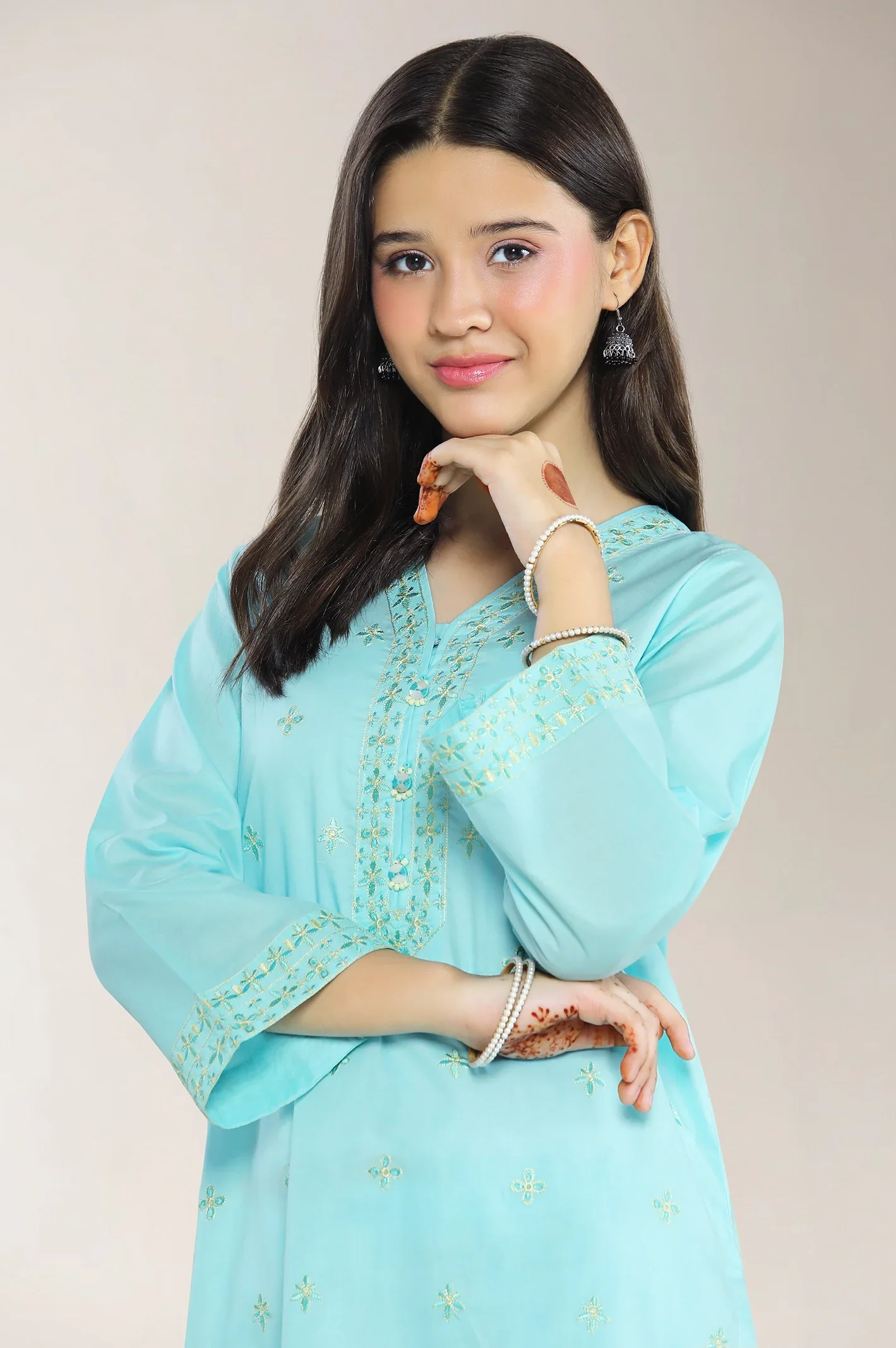 Embroidered Cambric Blue Teens 2PC - Image 2