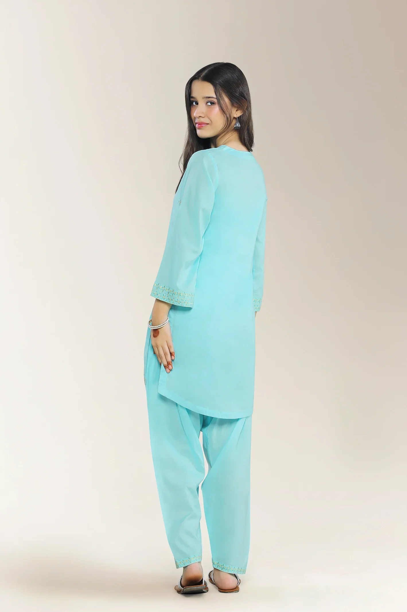 Embroidered Cambric Blue Teens 2PC - Image 4
