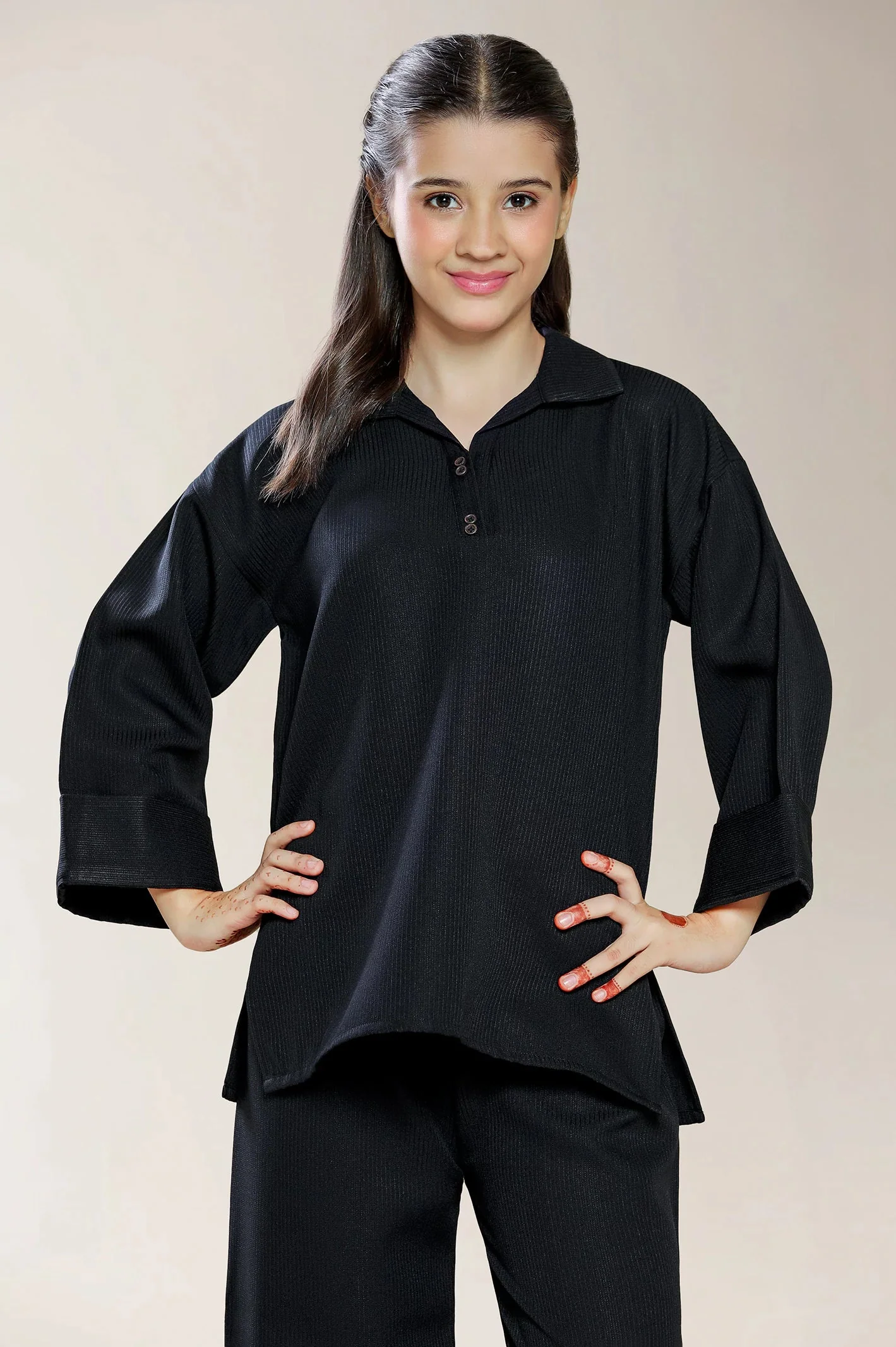 Polyester Dobby Black Teens 2PC - Image 2