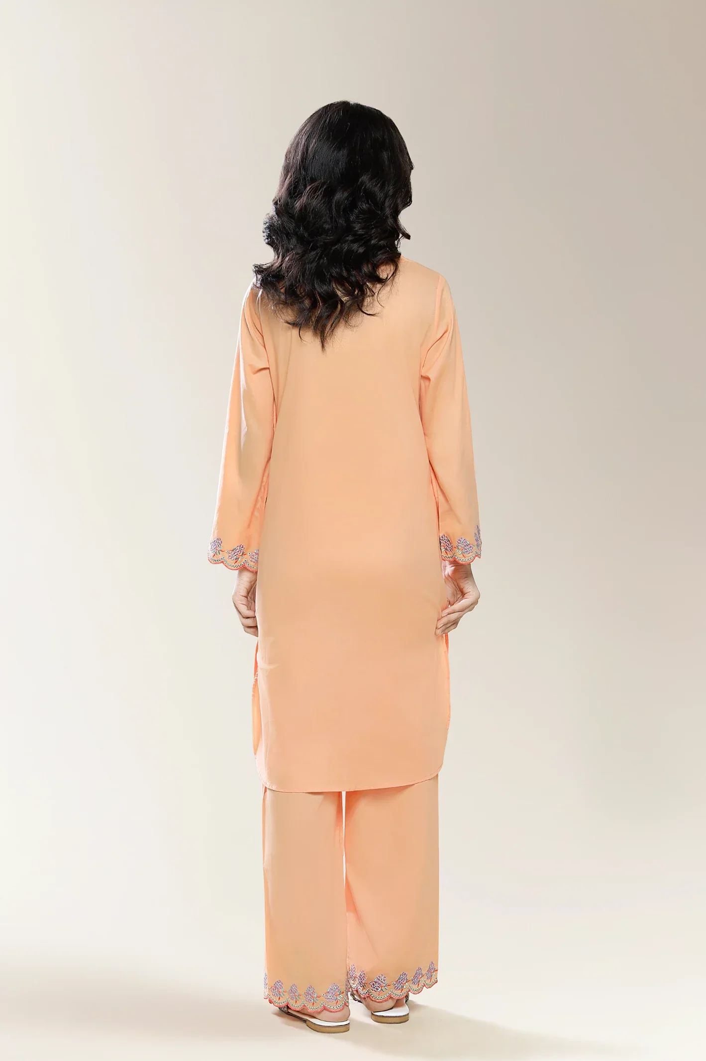 Embroidered Peach Teens 2PC - Image 2