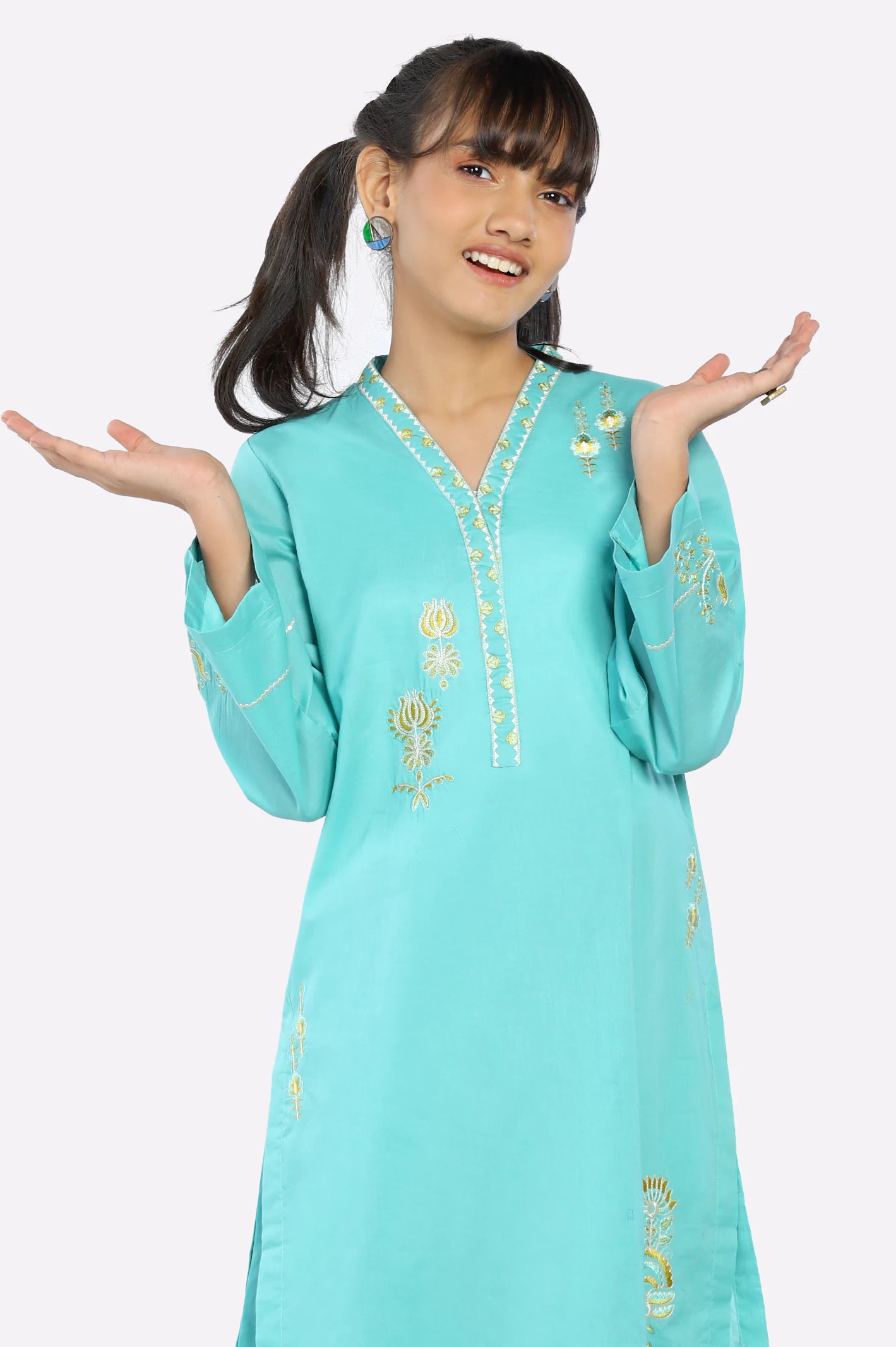 Sky Blue Embroidered Teens 2PC - Image 2