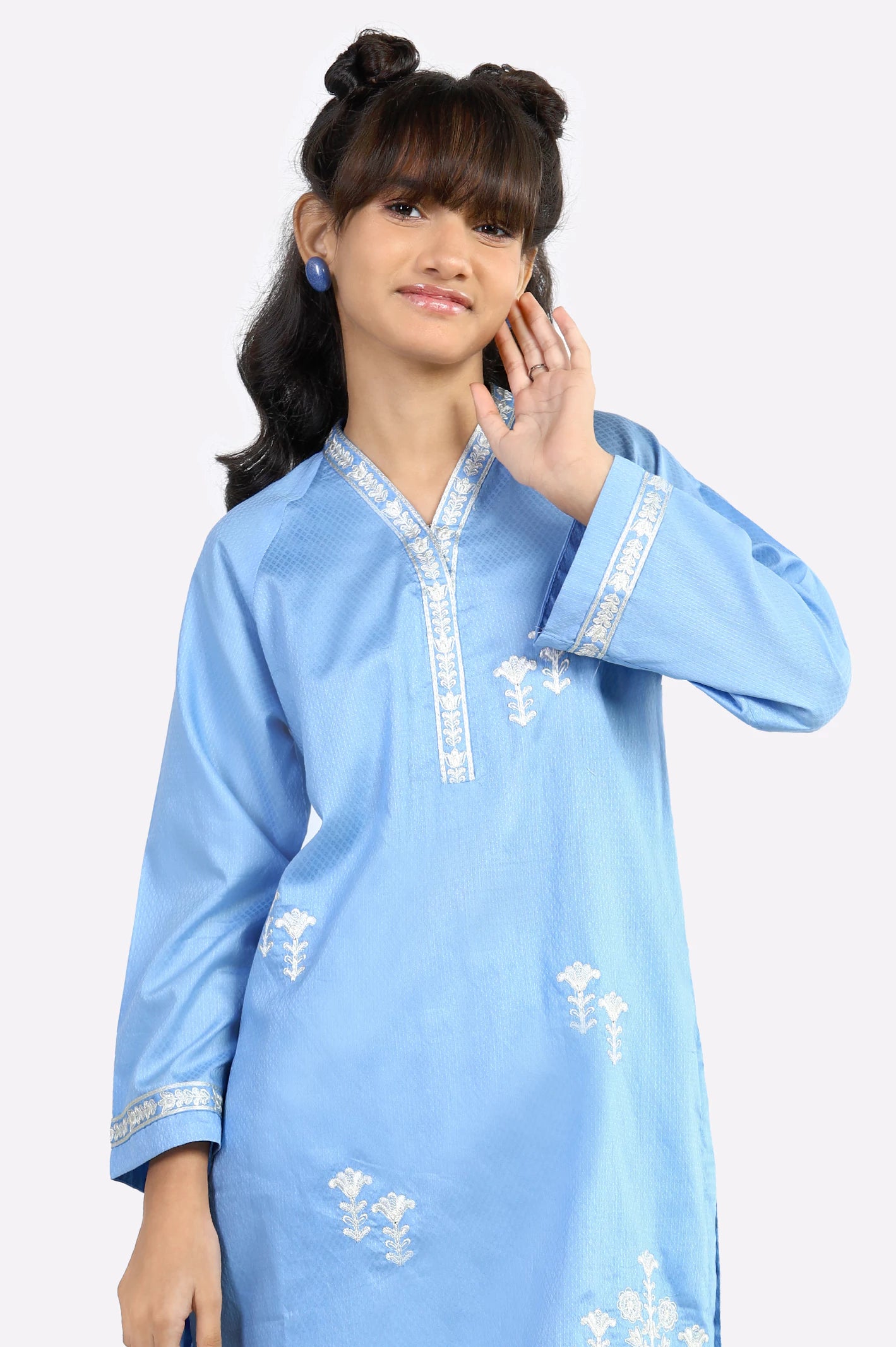 Blue Embroidered Teens 2PC - Image 2