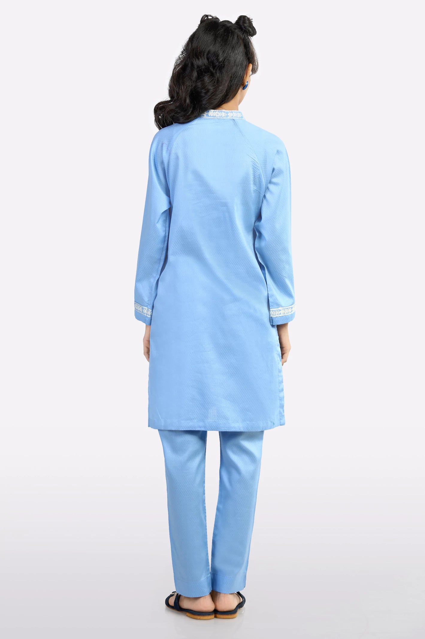 Blue Embroidered Teens 2PC - Image 3