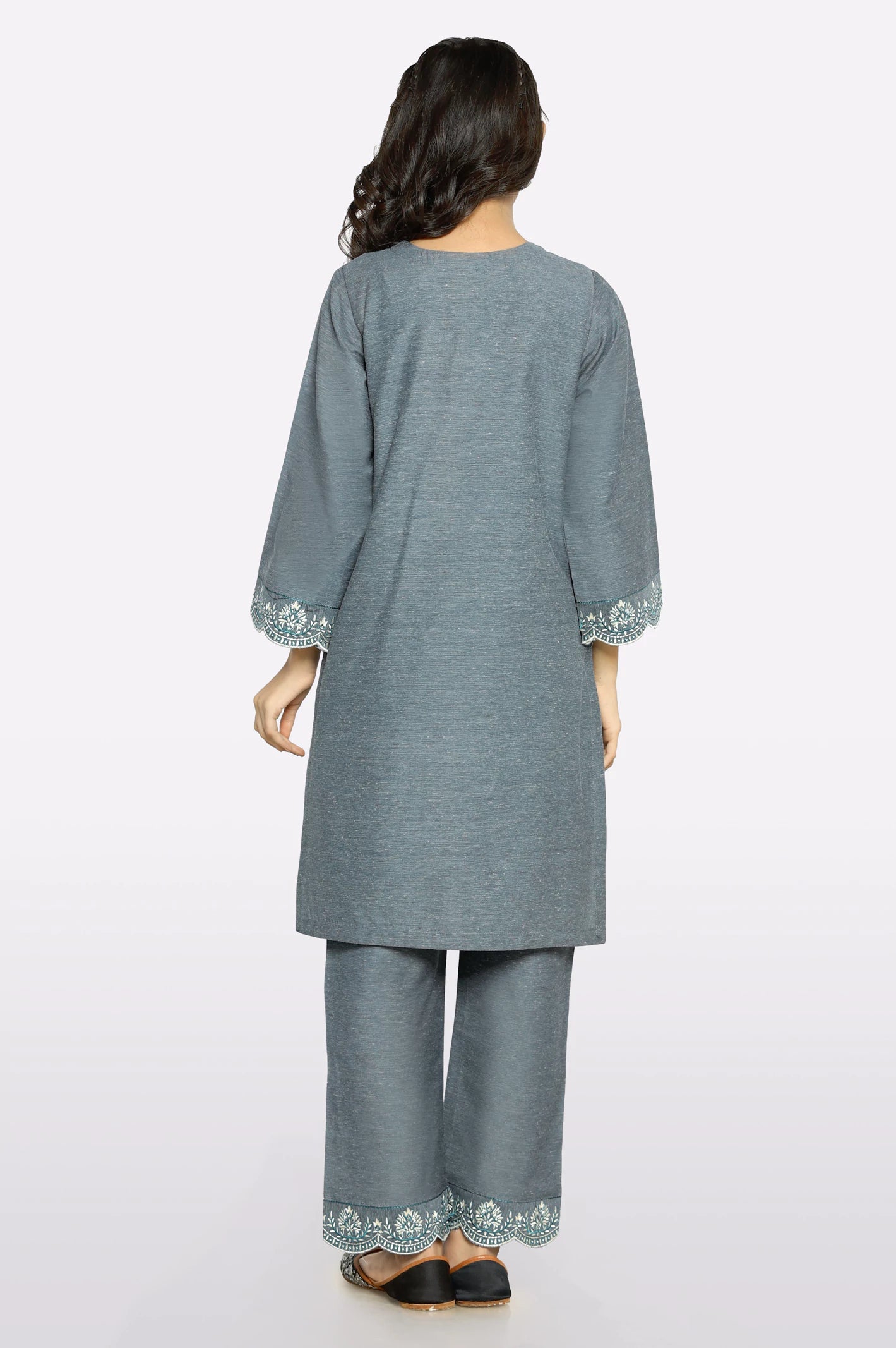 Grey Embroidered Teens 2PC - Image 3