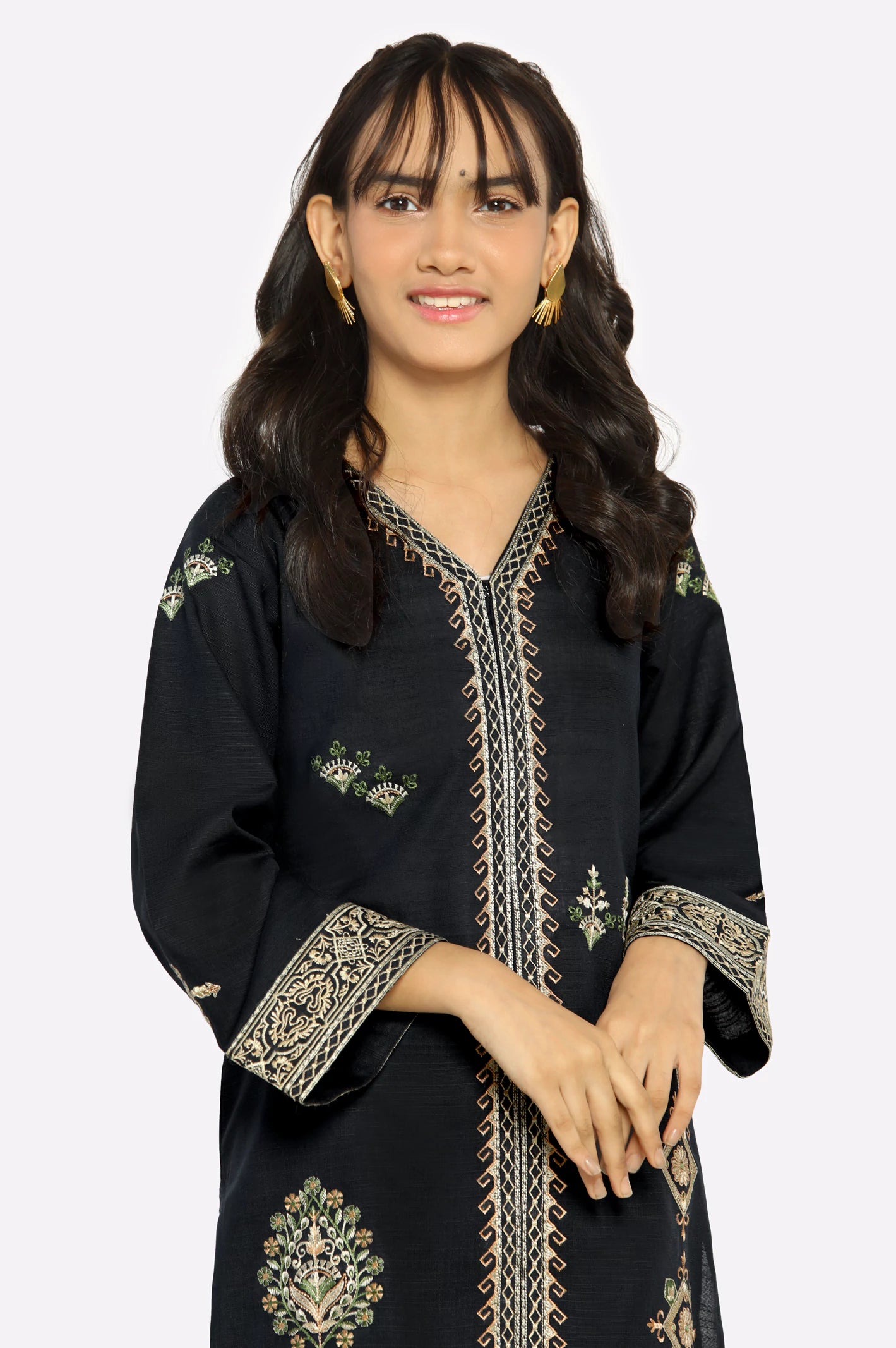 Black Embroidered Teens 2PC - Image 2