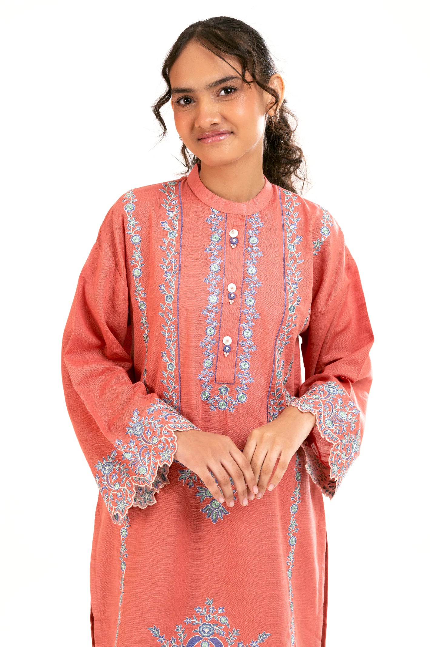 Peach Embroidered Teens 2PC - Image 2