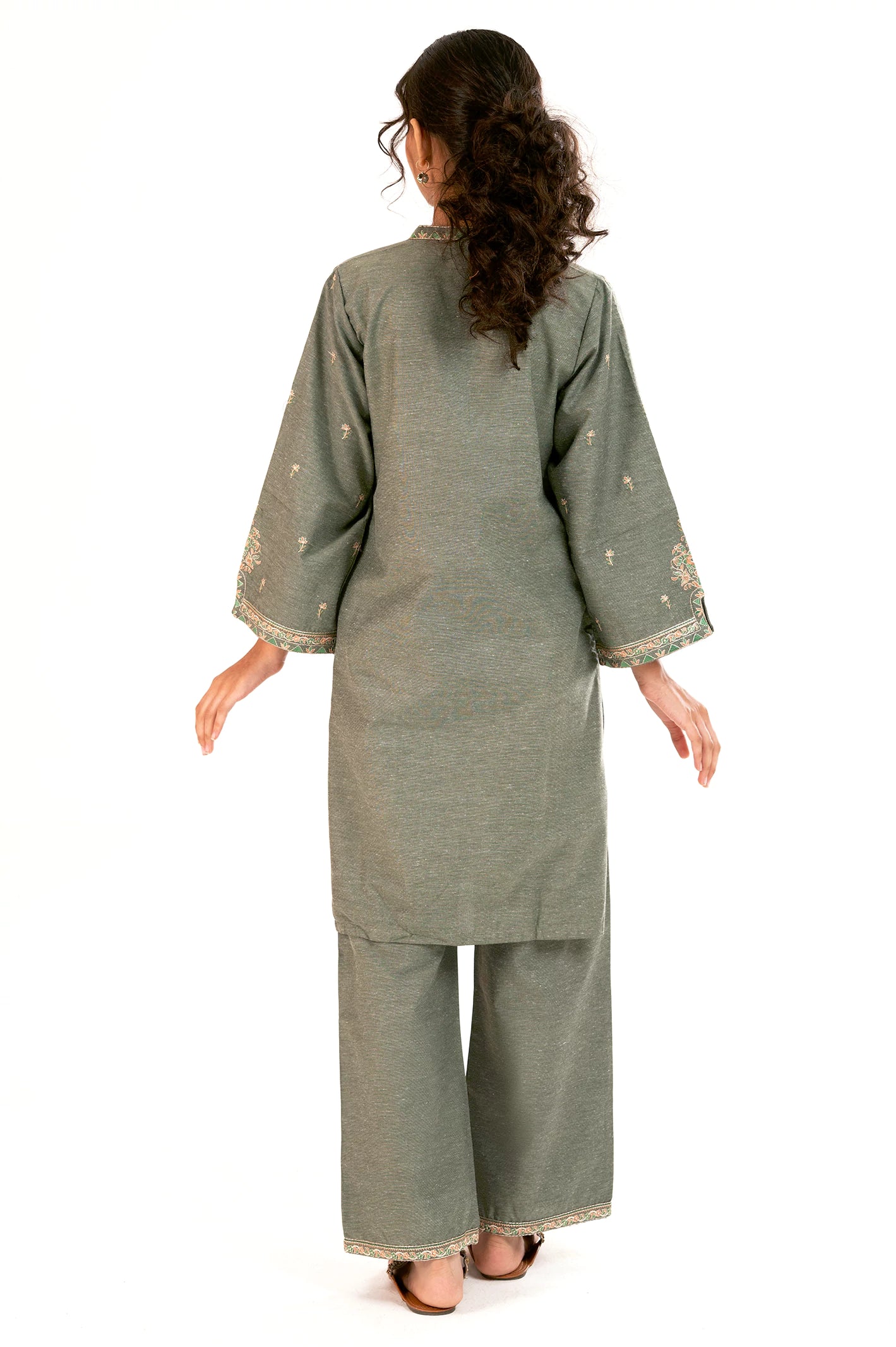 Green Embroidered Teens 2PC - Image 2