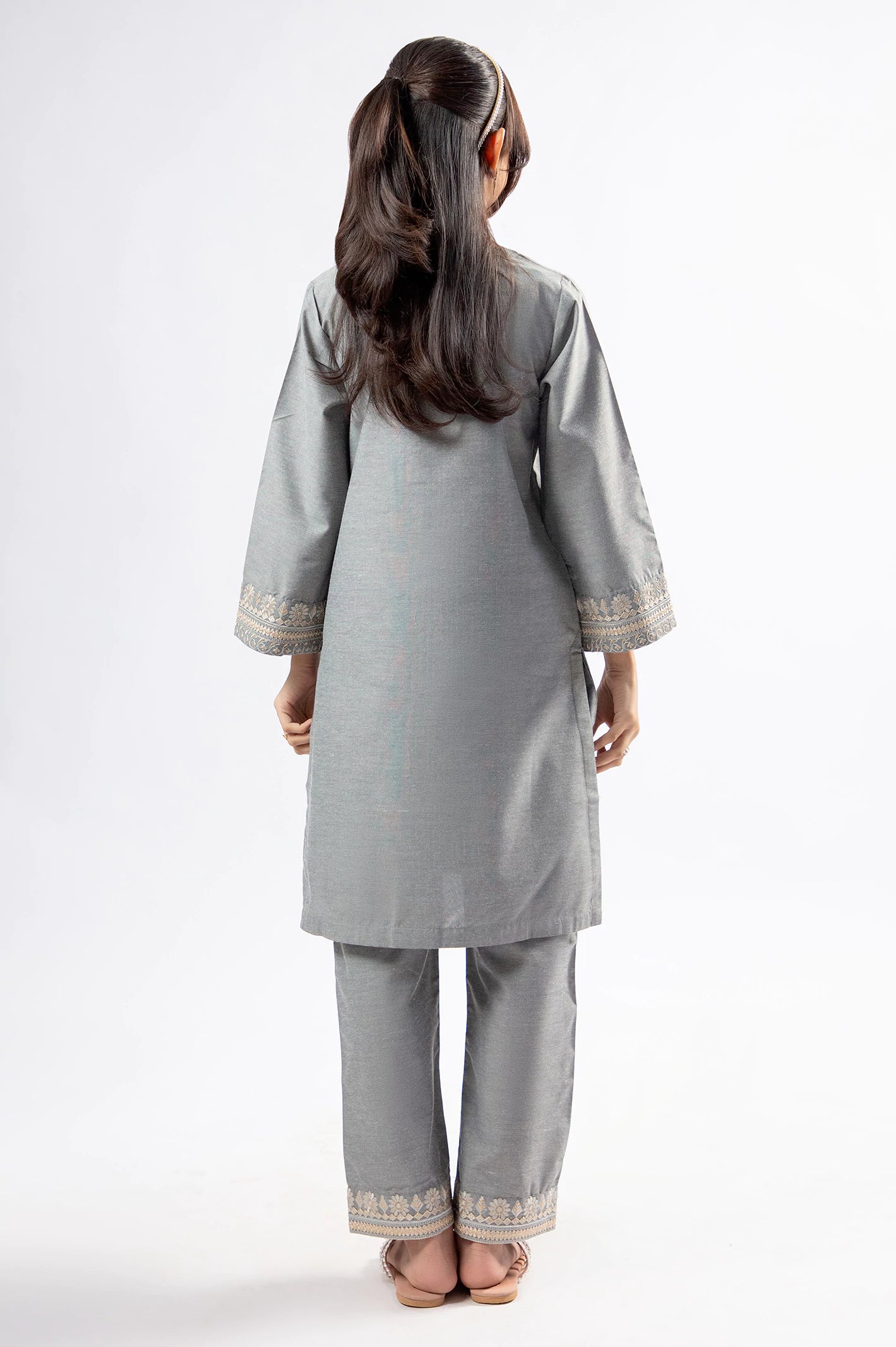 Grey Embroidered  Teens 2PC - Image 4