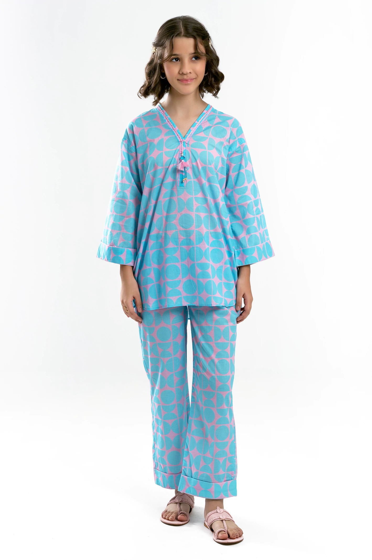 Sky Blue Printed Teens 2PC