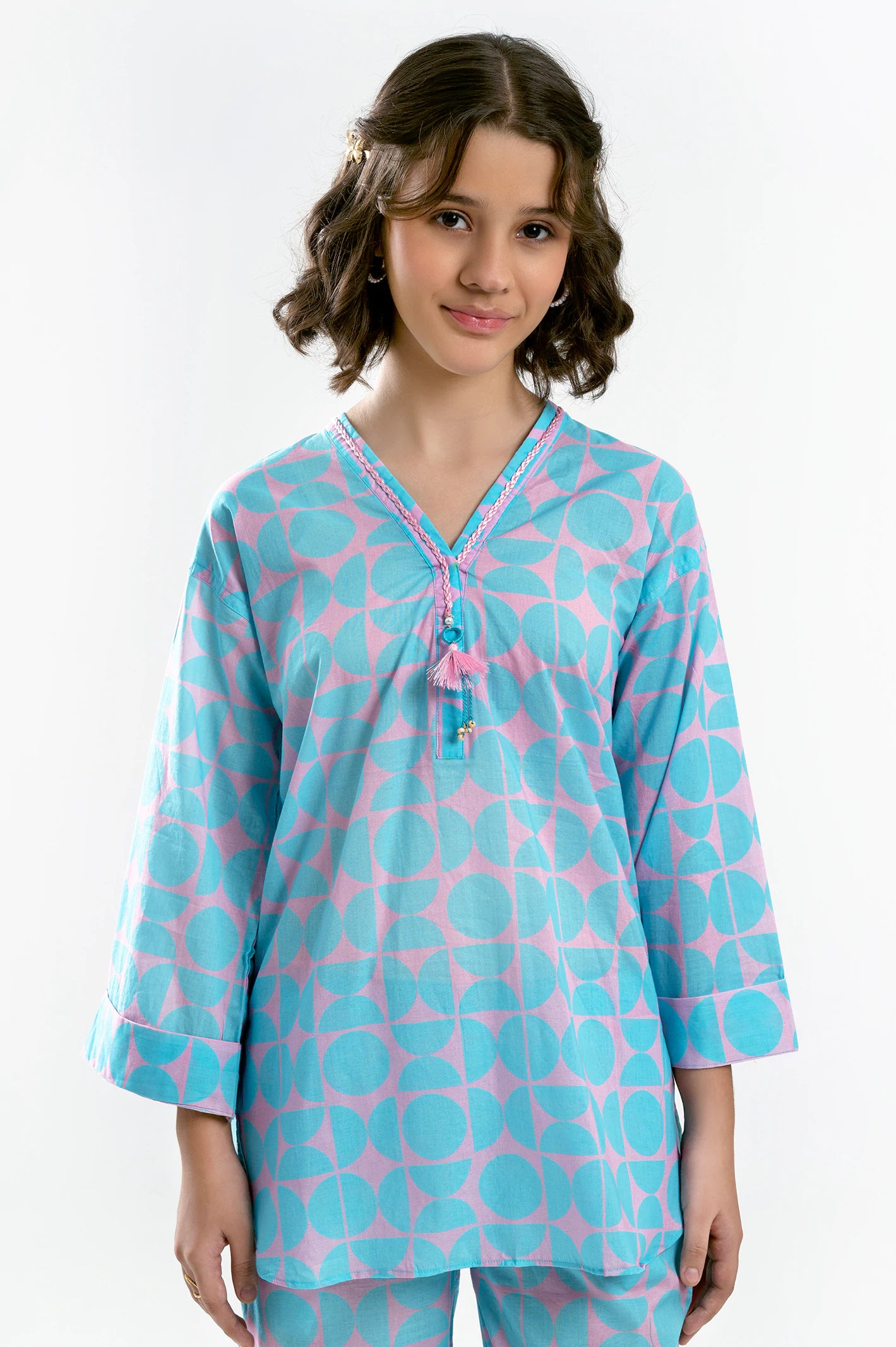 Sky Blue Printed Teens 2PC - Image 2