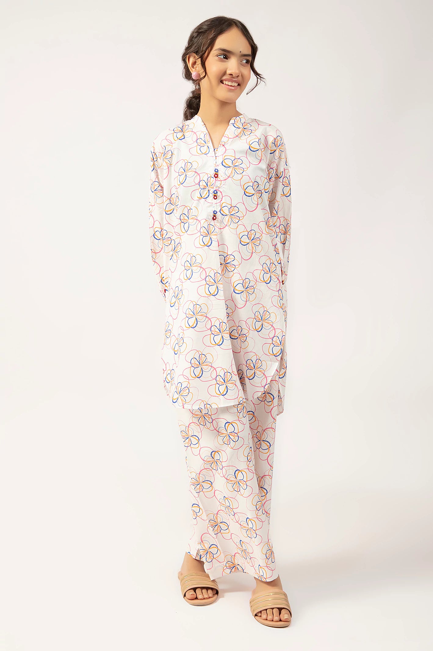 White Printed Teens 2PC - Image 3