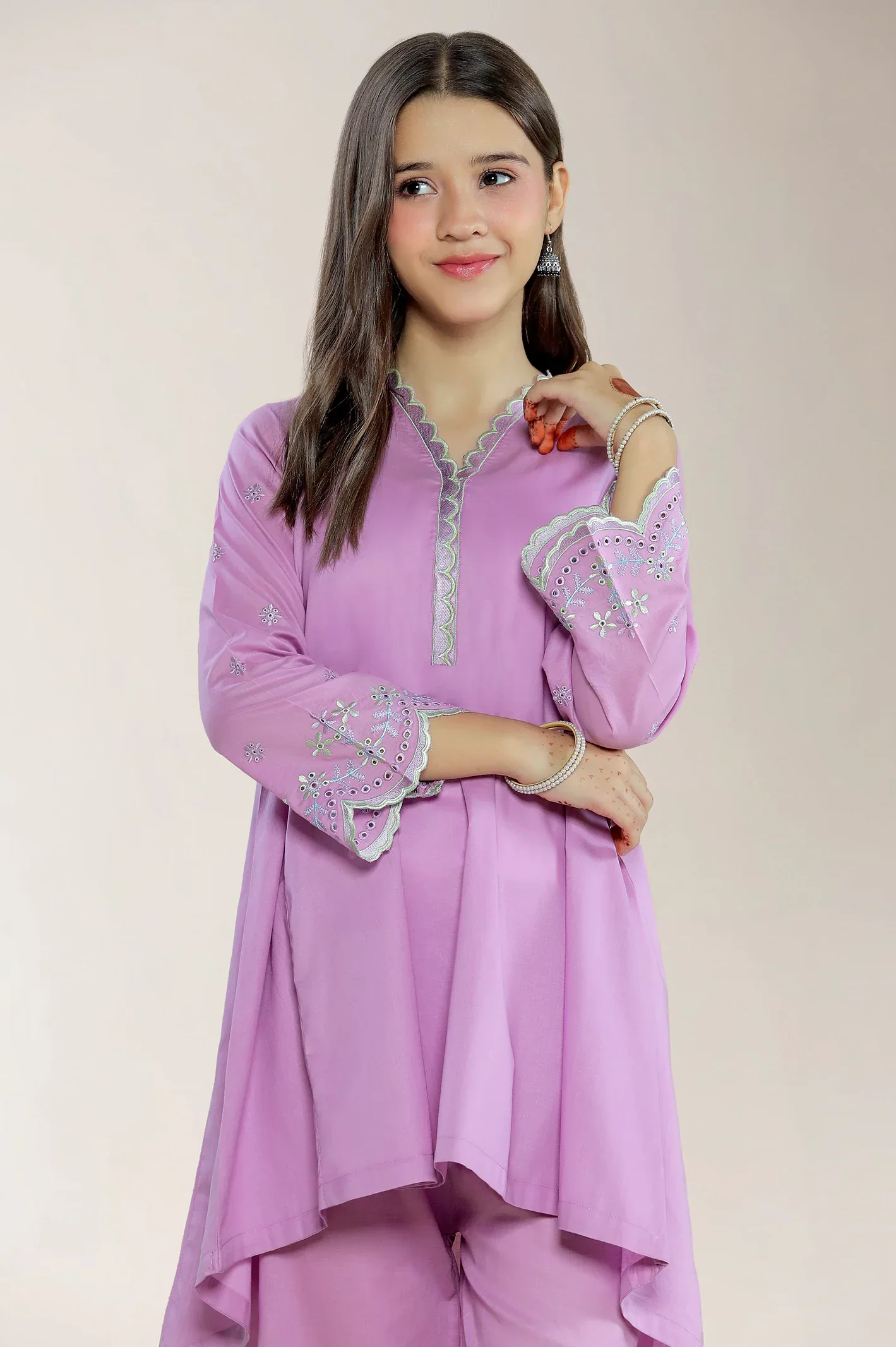 Embroidered Cambric Lilac Teens 2PC - Image 2
