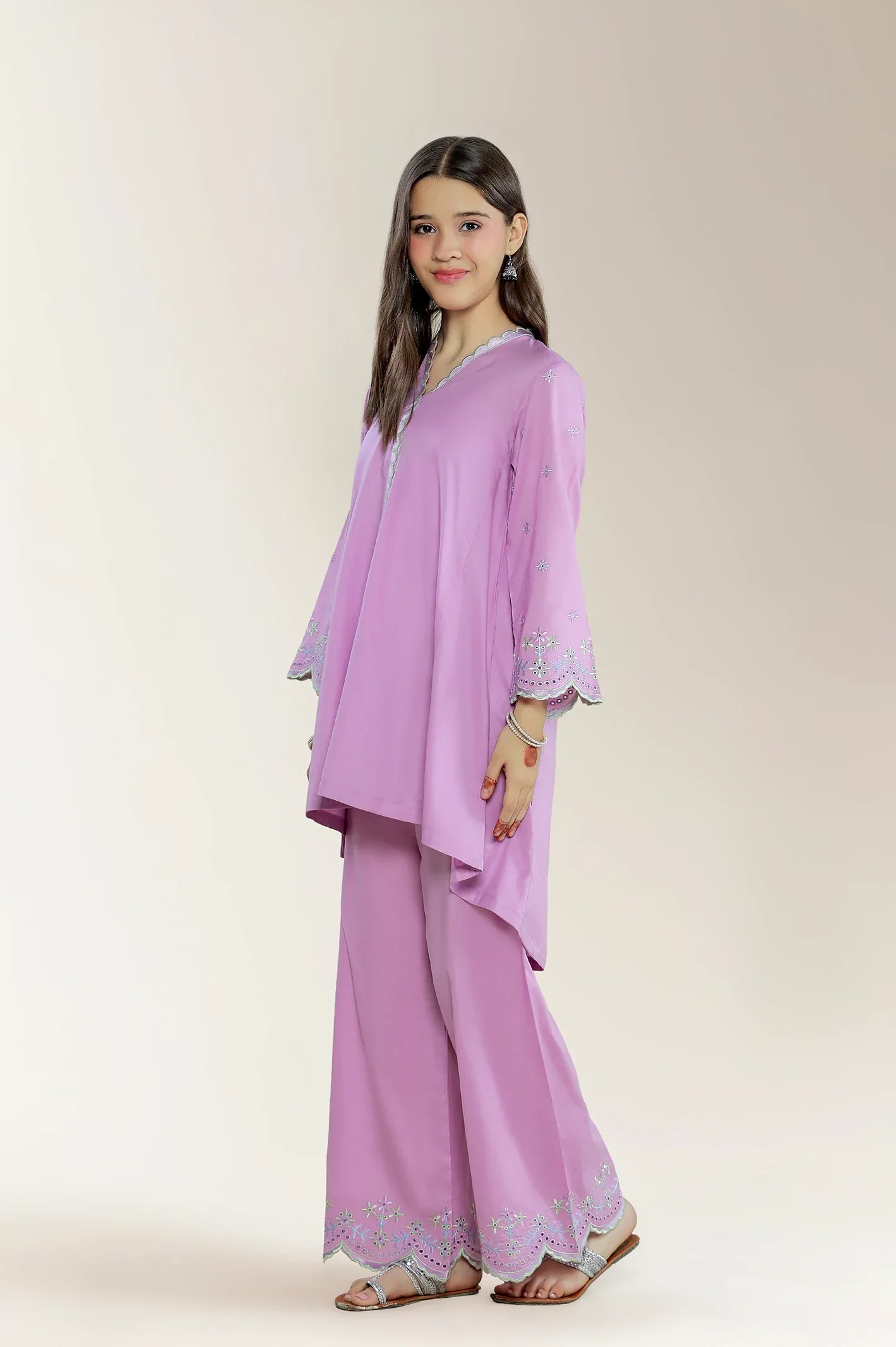 Embroidered Cambric Lilac Teens 2PC - Image 3