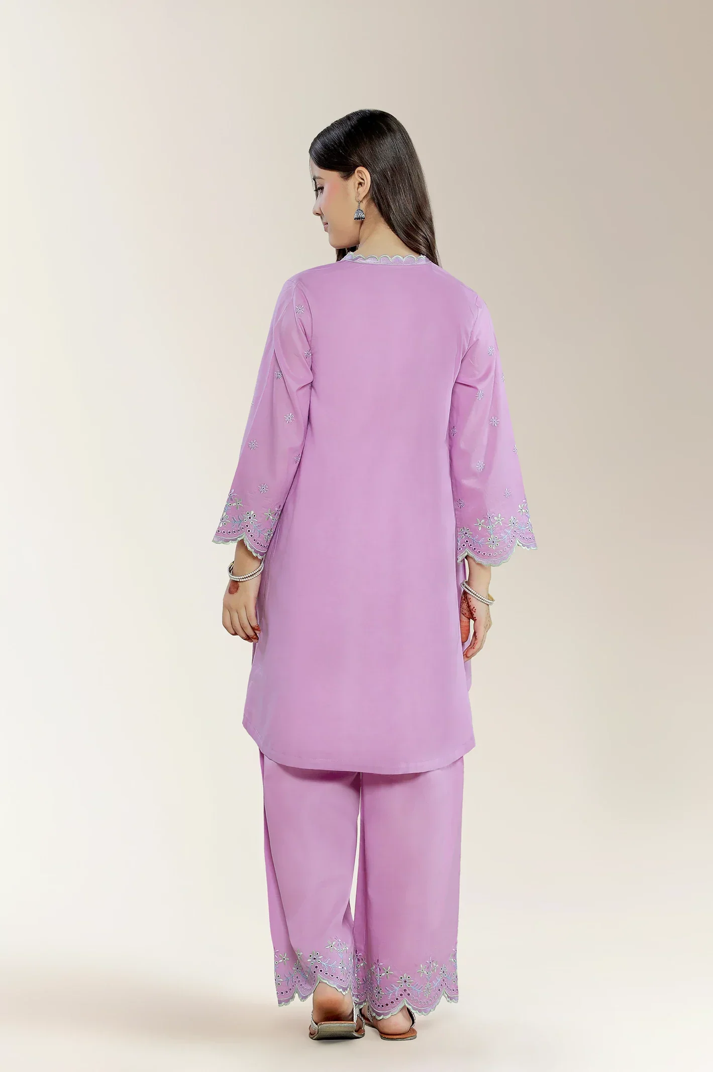 Embroidered Cambric Lilac Teens 2PC - Image 4