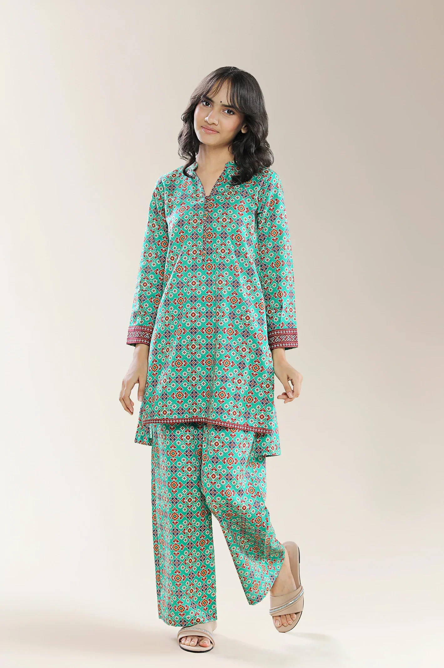 Printed Green Teens 2Pc
