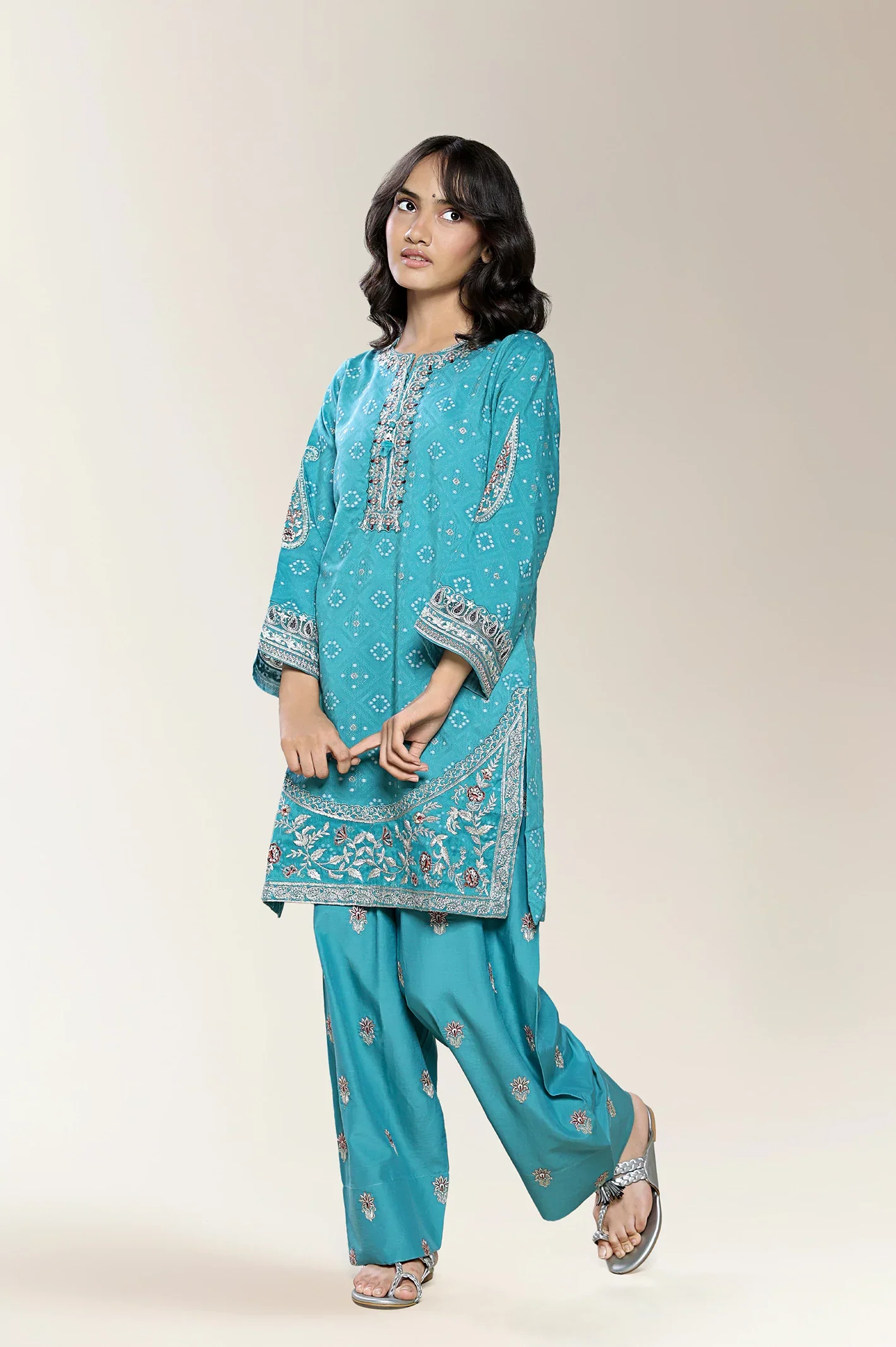 Embroidered Sea Green Teens 2PC