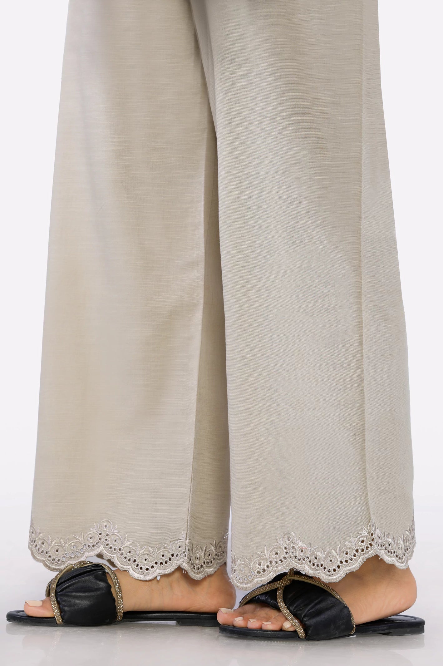 Beige Embroidered Trouser - Image 2