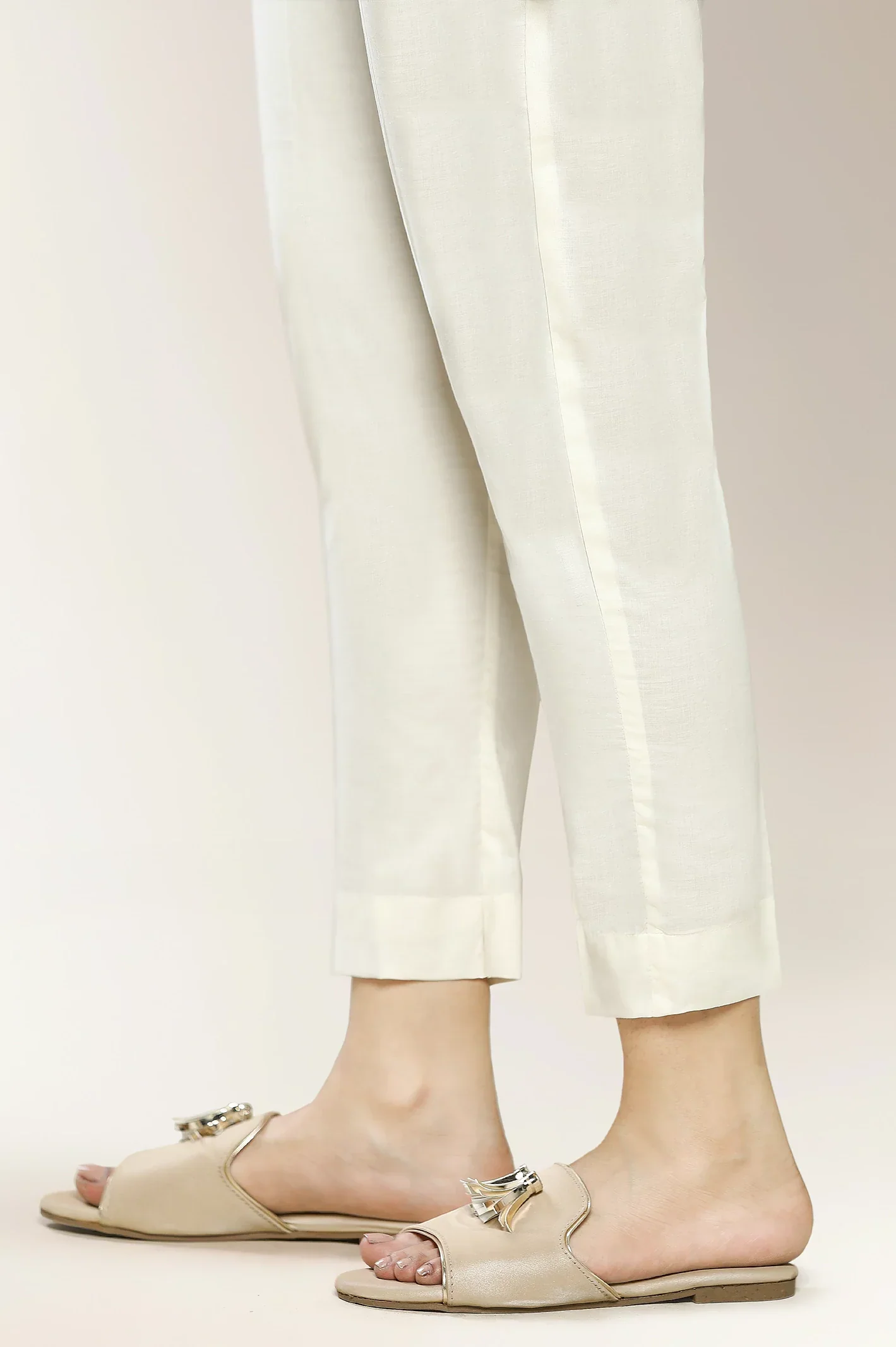 Cream Plain Trouser - Image 2