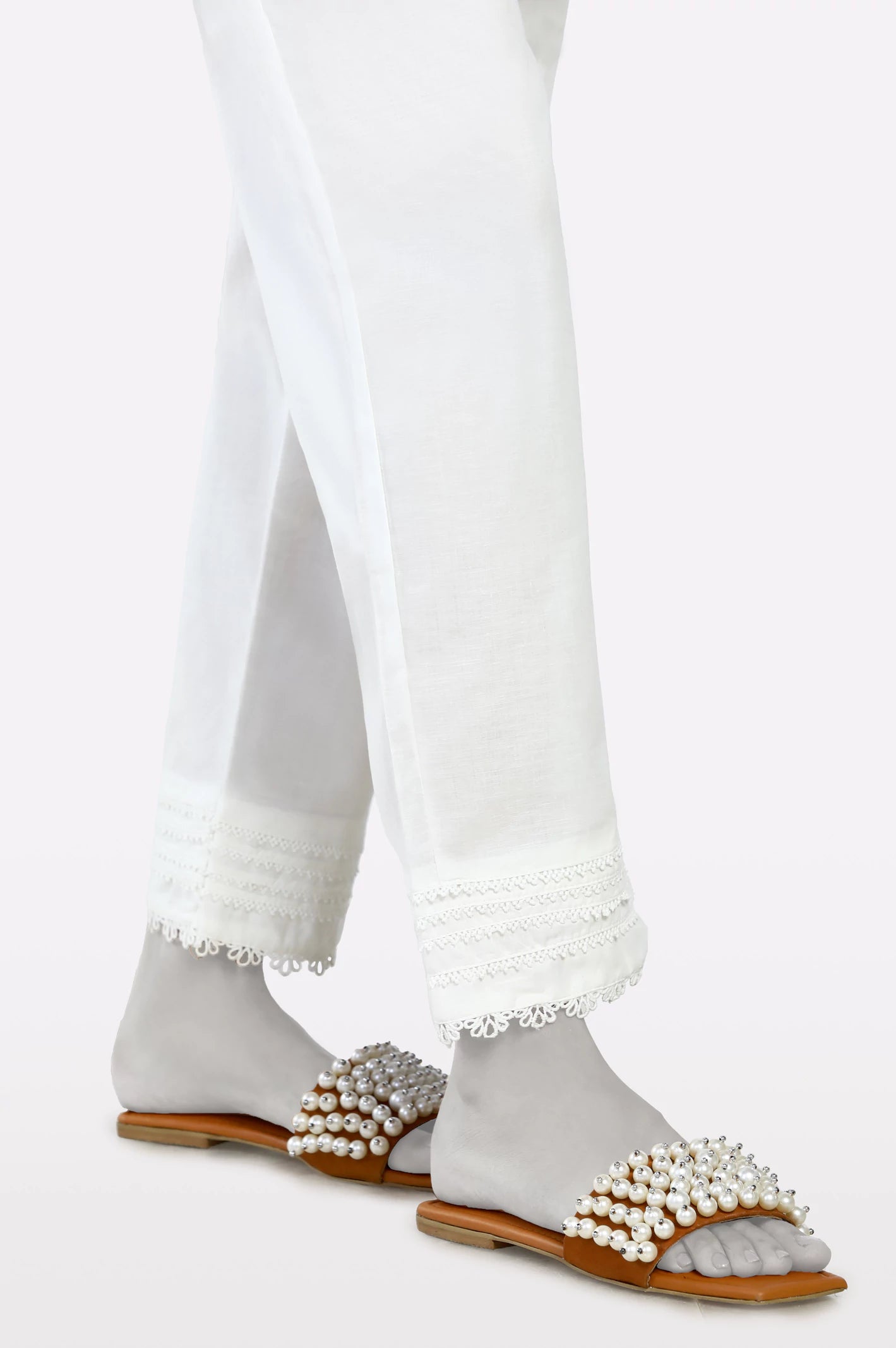 Off White Lace Trouser - Image 2