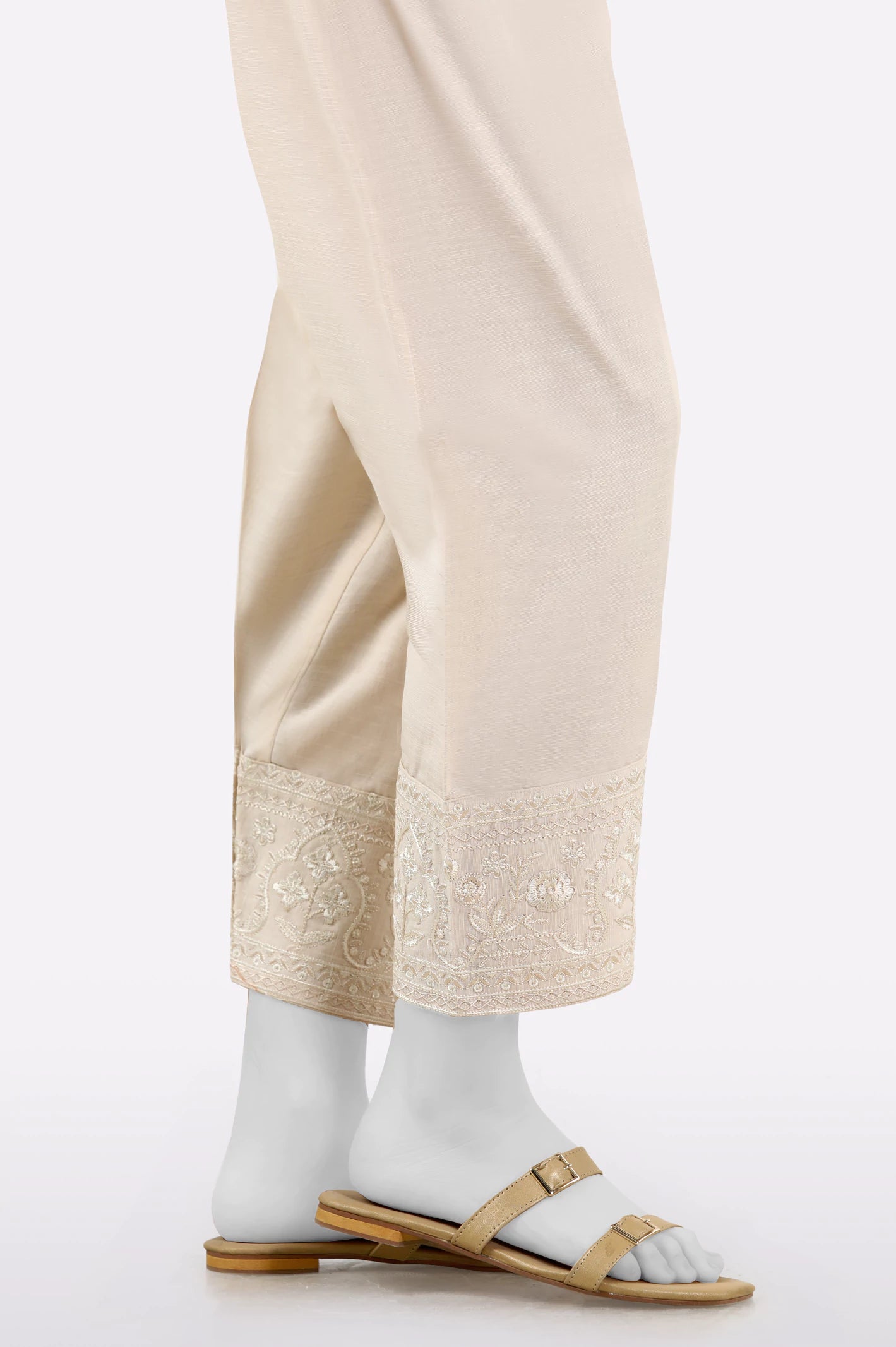 Beige Embroidered Shalwar - Image 2