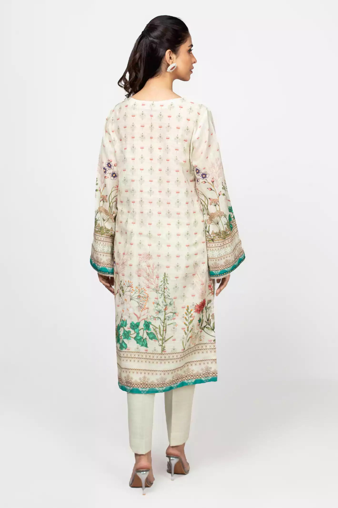 Off White 1PC Unstitched Kurti - Image 2