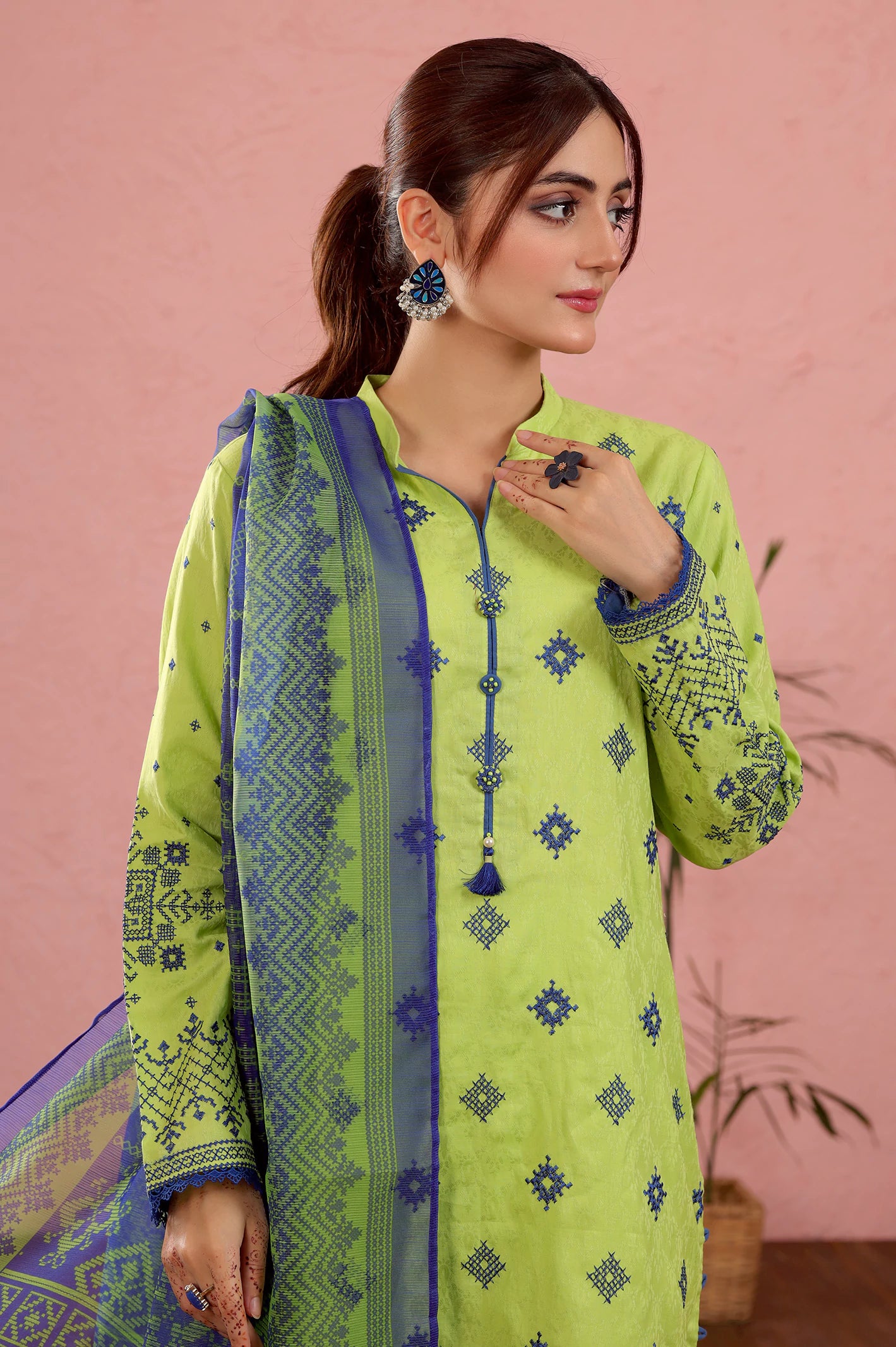 Light Green Embroidered 3PC Unstitched - Image 2