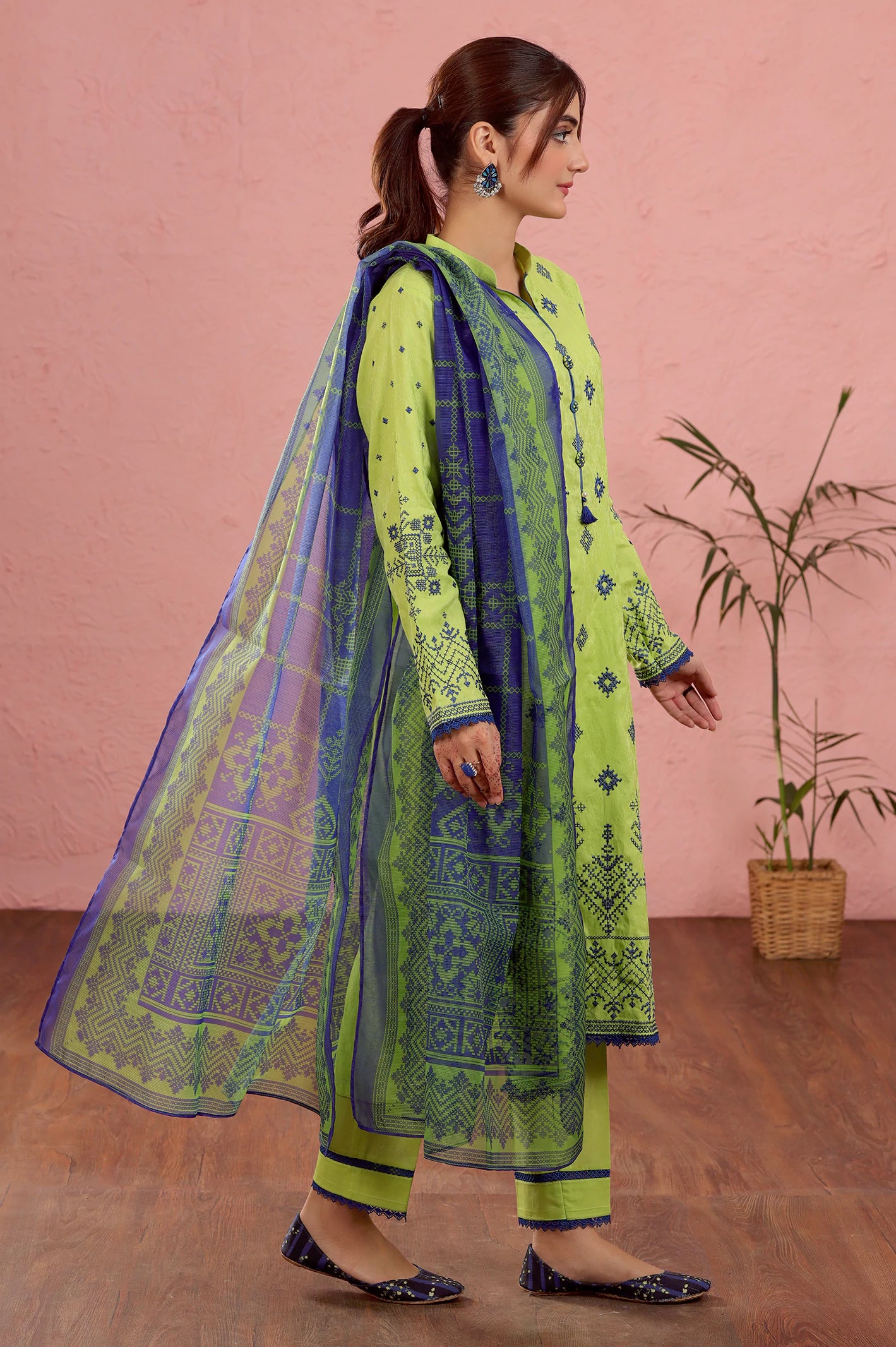 Light Green Embroidered 3PC Unstitched - Image 3