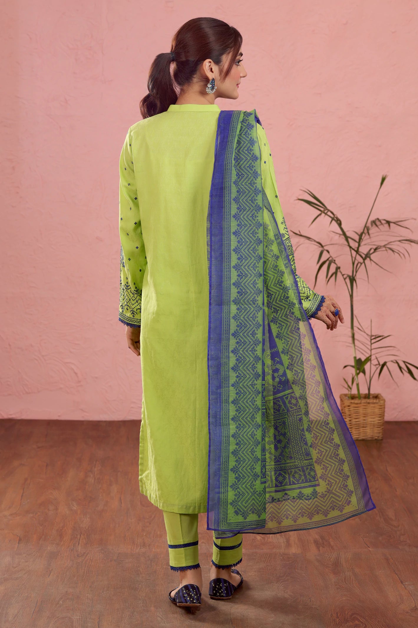 Light Green Embroidered 3PC Unstitched - Image 4