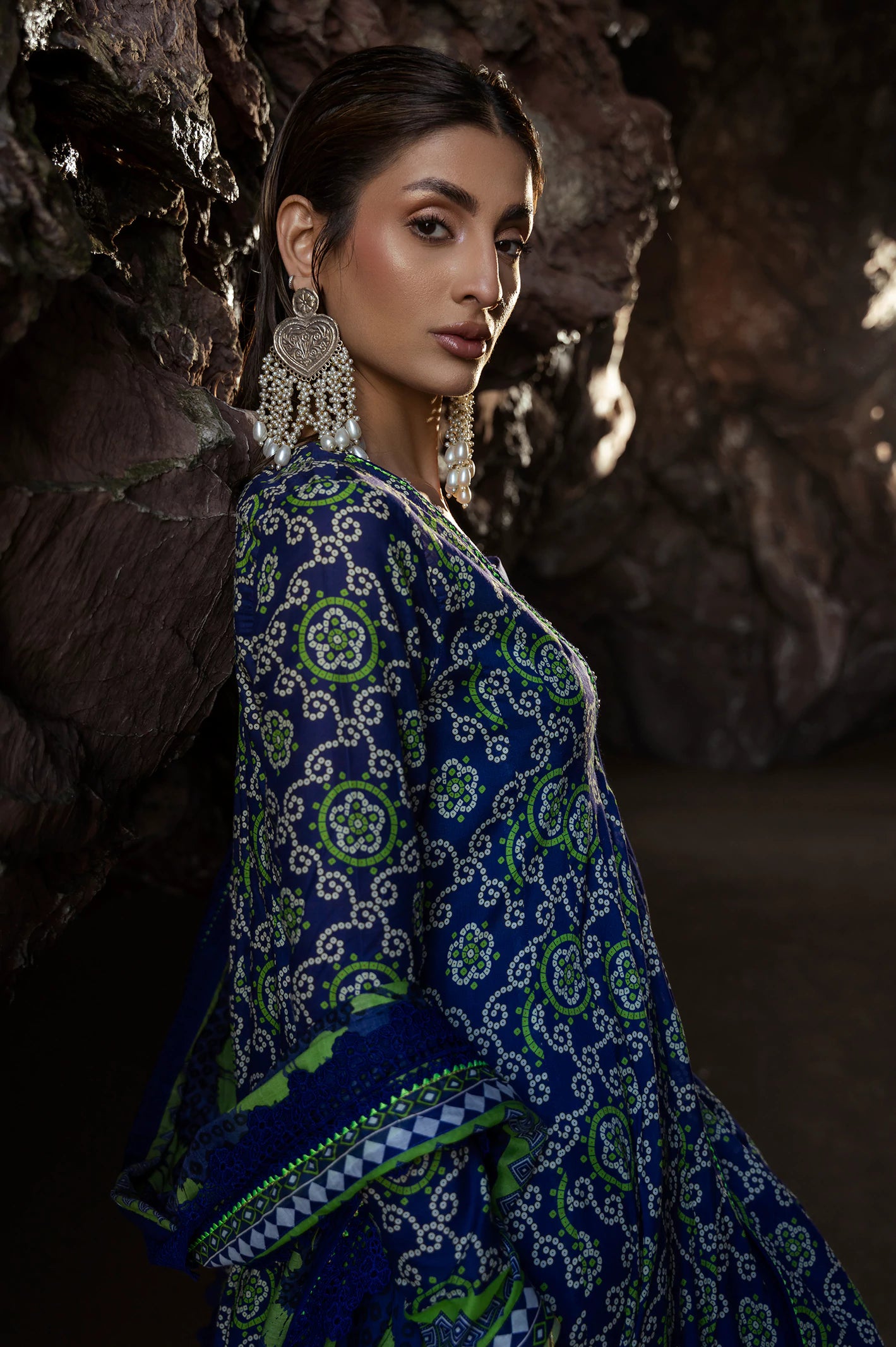Royal Blue Printed 3PC Unstitched - Image 7