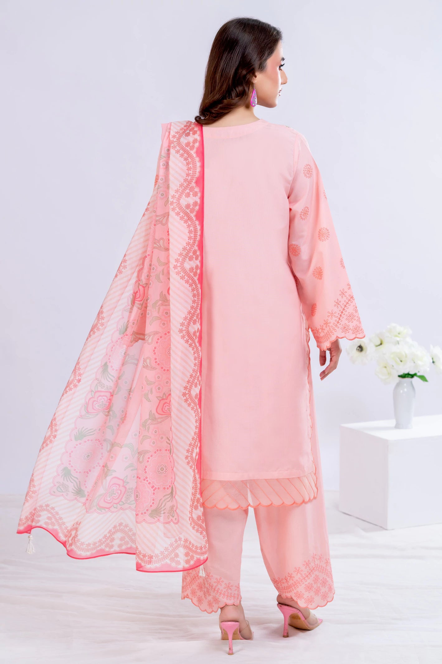 Peach Embroidered 3PC Unstitched - Image 3