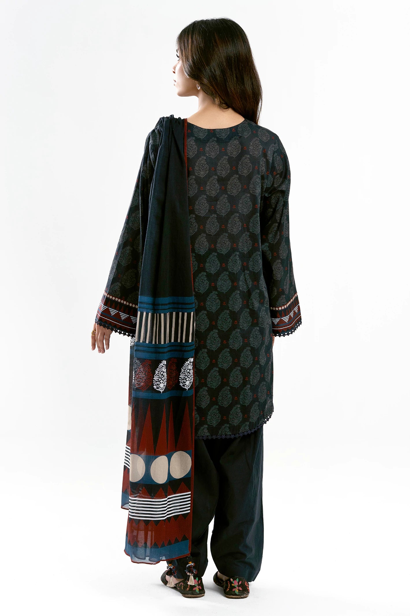 Black Printed 3PC Unstitched - Image 7