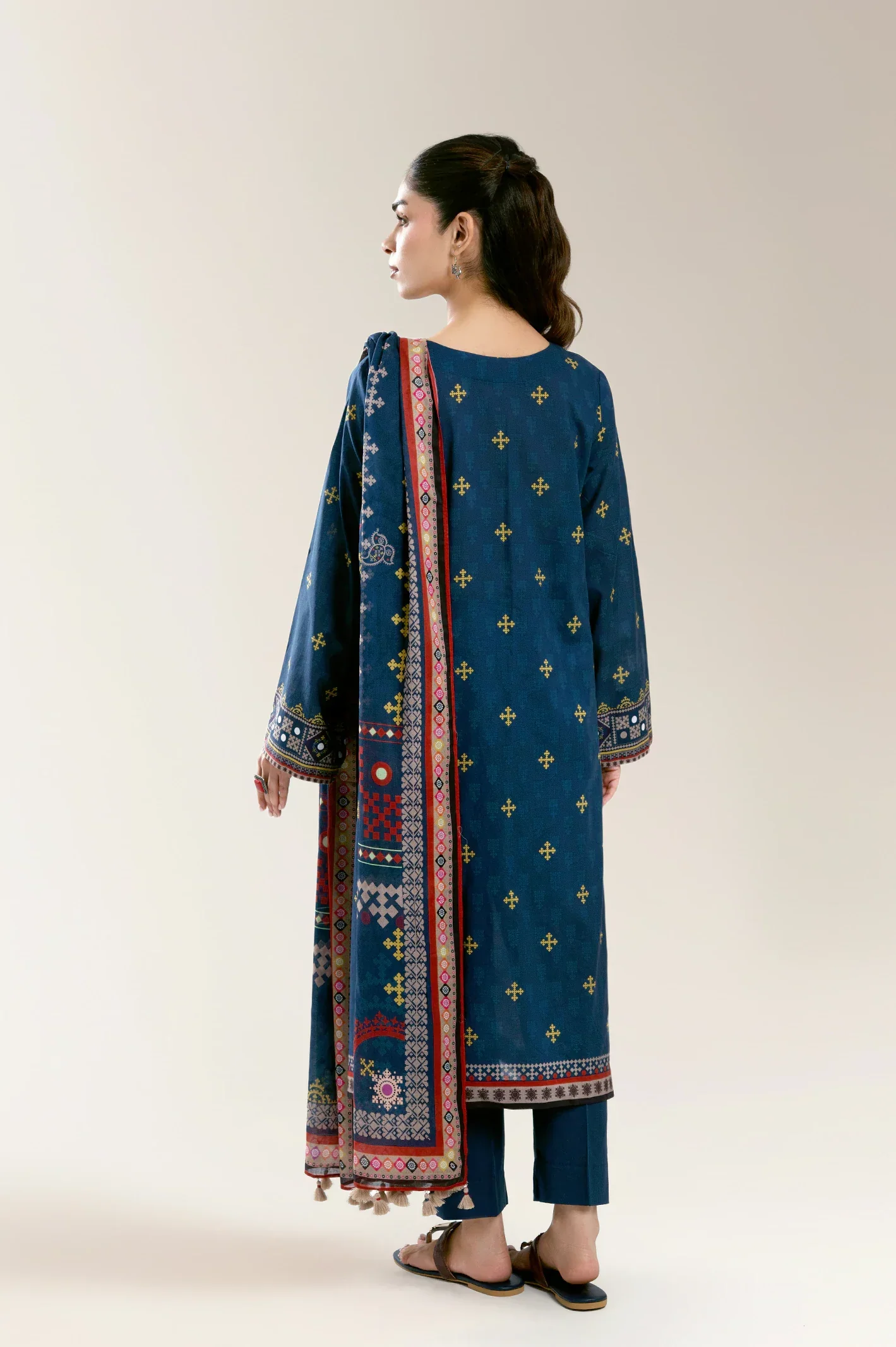 Printed Lawn-Blue Unstitched 3PC - Image 2
