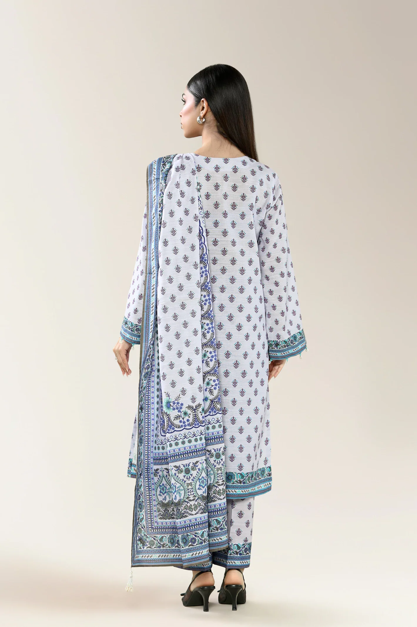 Printed Khaddar-Lilac Unstitched 3PC - Image 3